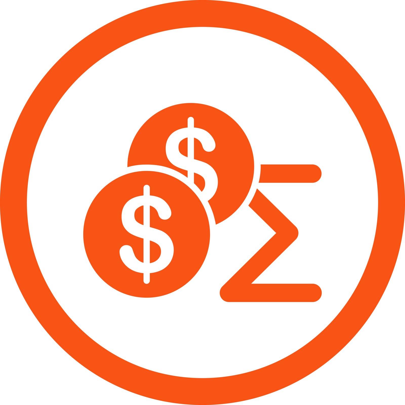 Summary vector icon. This flat rounded symbol uses orange color and isolated on a white background.