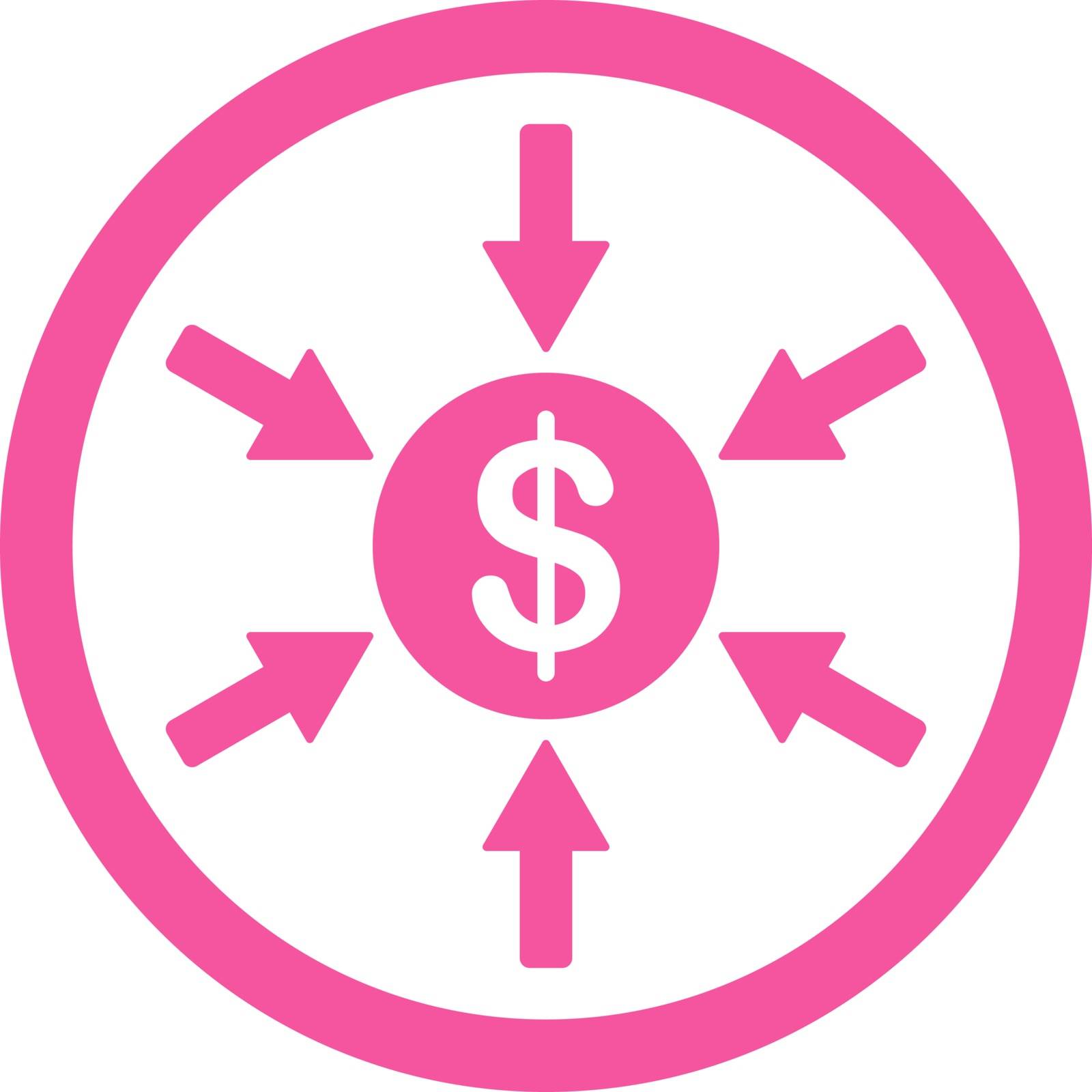 Income vector icon. This flat rounded symbol uses pink color and isolated on a white background.