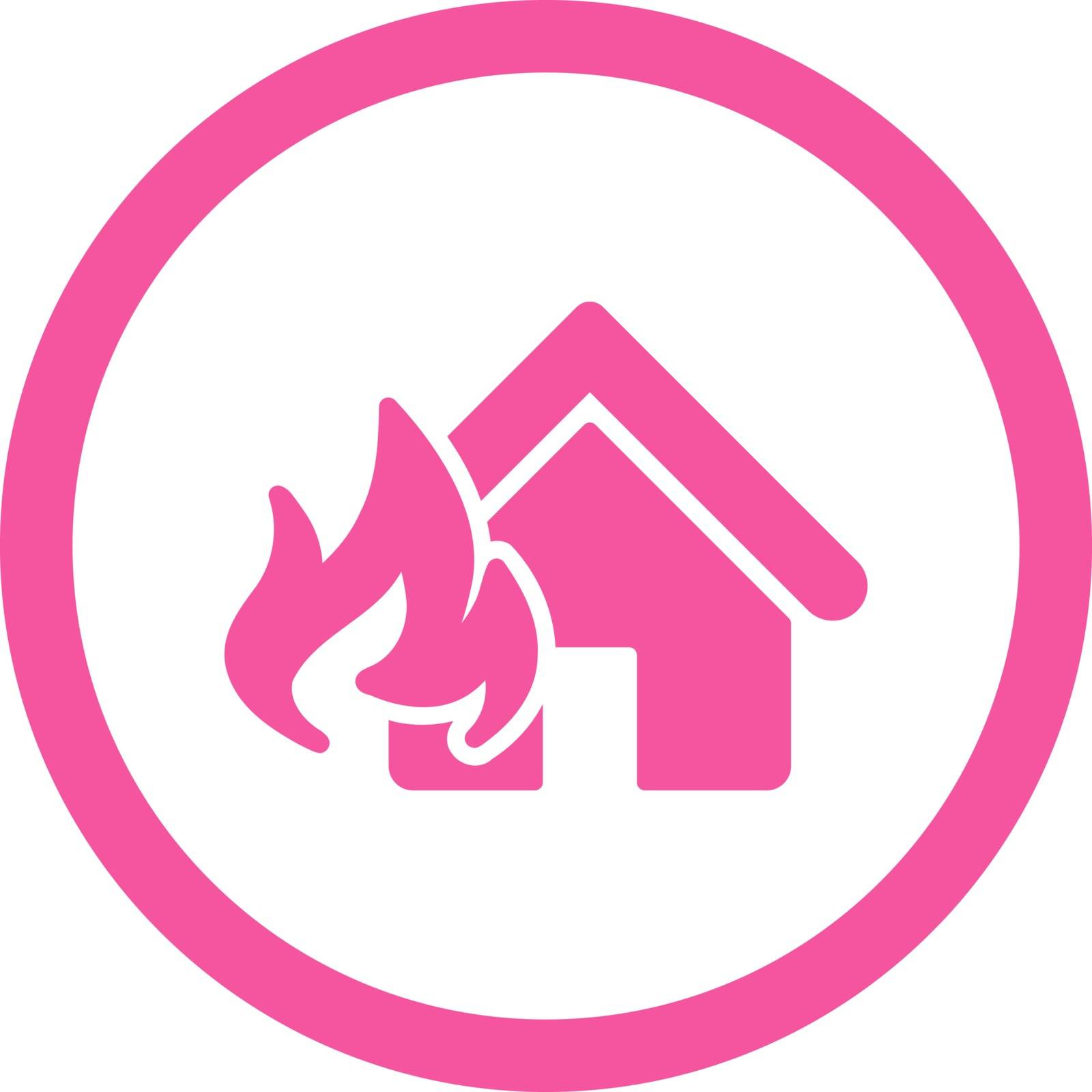 Fire Damage vector icon. This flat rounded symbol uses pink color and isolated on a white background.