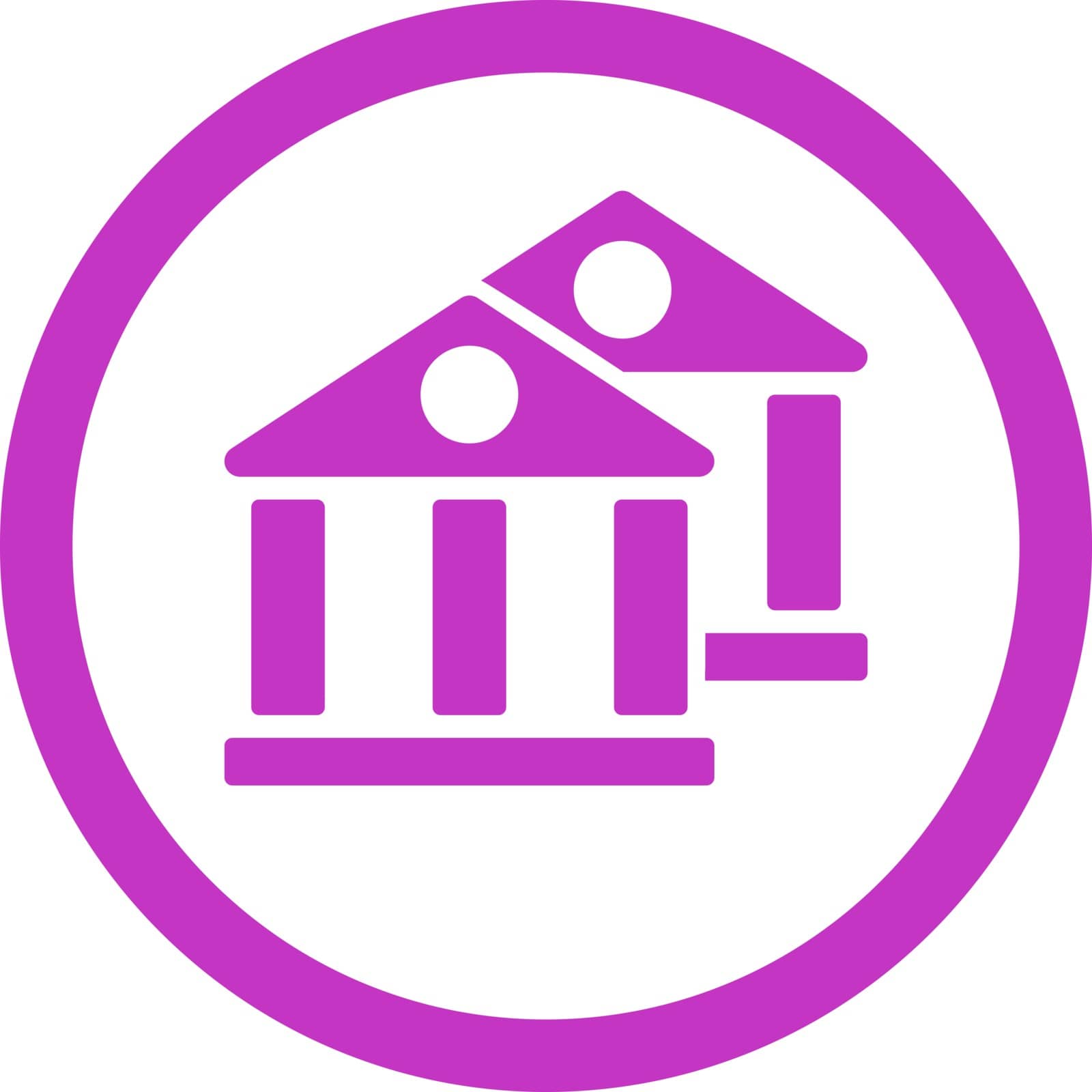 Banks vector icon. This flat rounded symbol uses violet color and isolated on a white background.