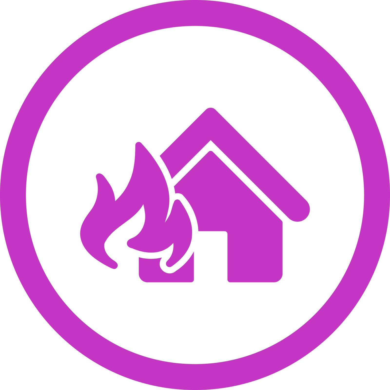 Fire Damage vector icon. This flat rounded symbol uses violet color and isolated on a white background.
