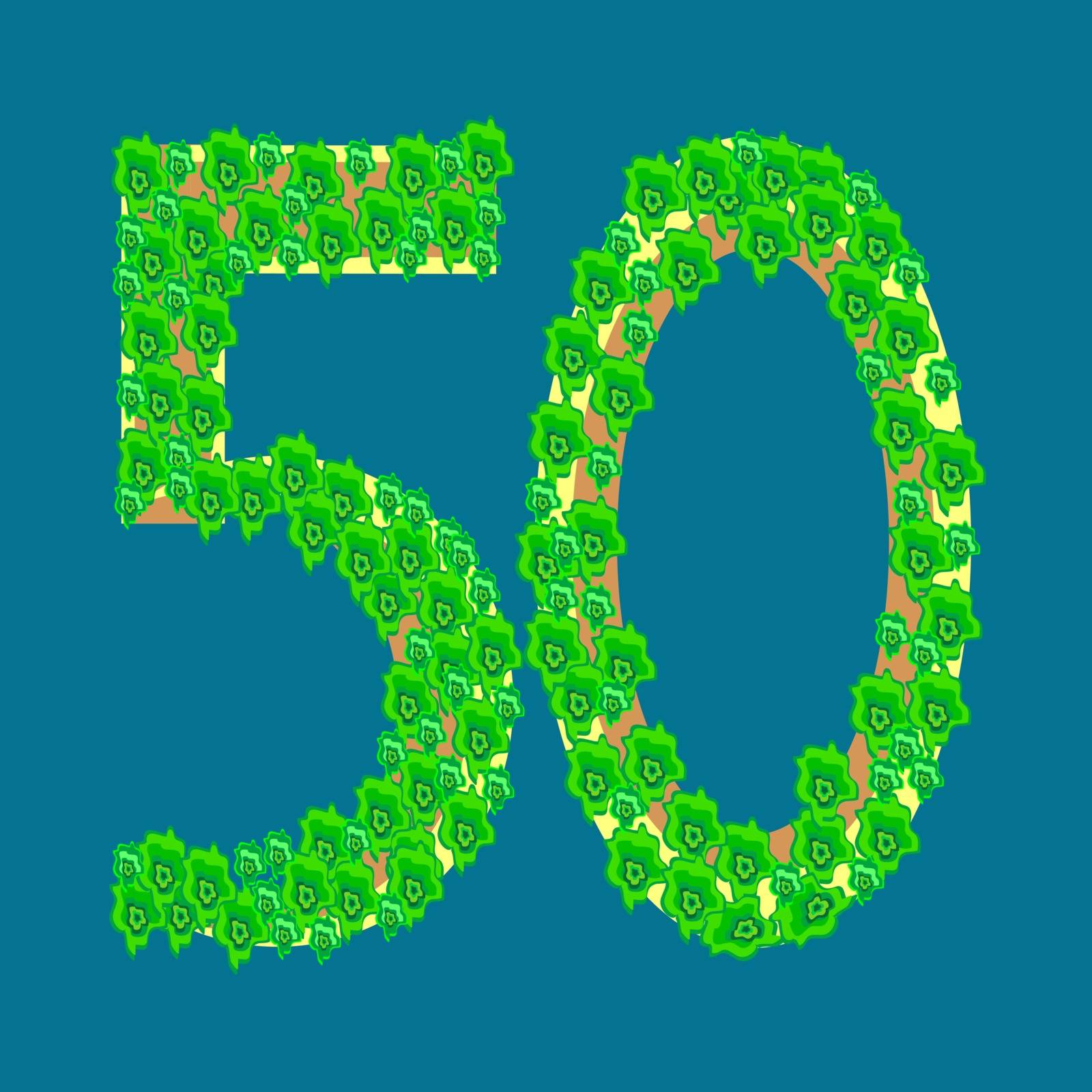 Numeral fifty 50 anniversary celebration tropical island by kozyrevaelena