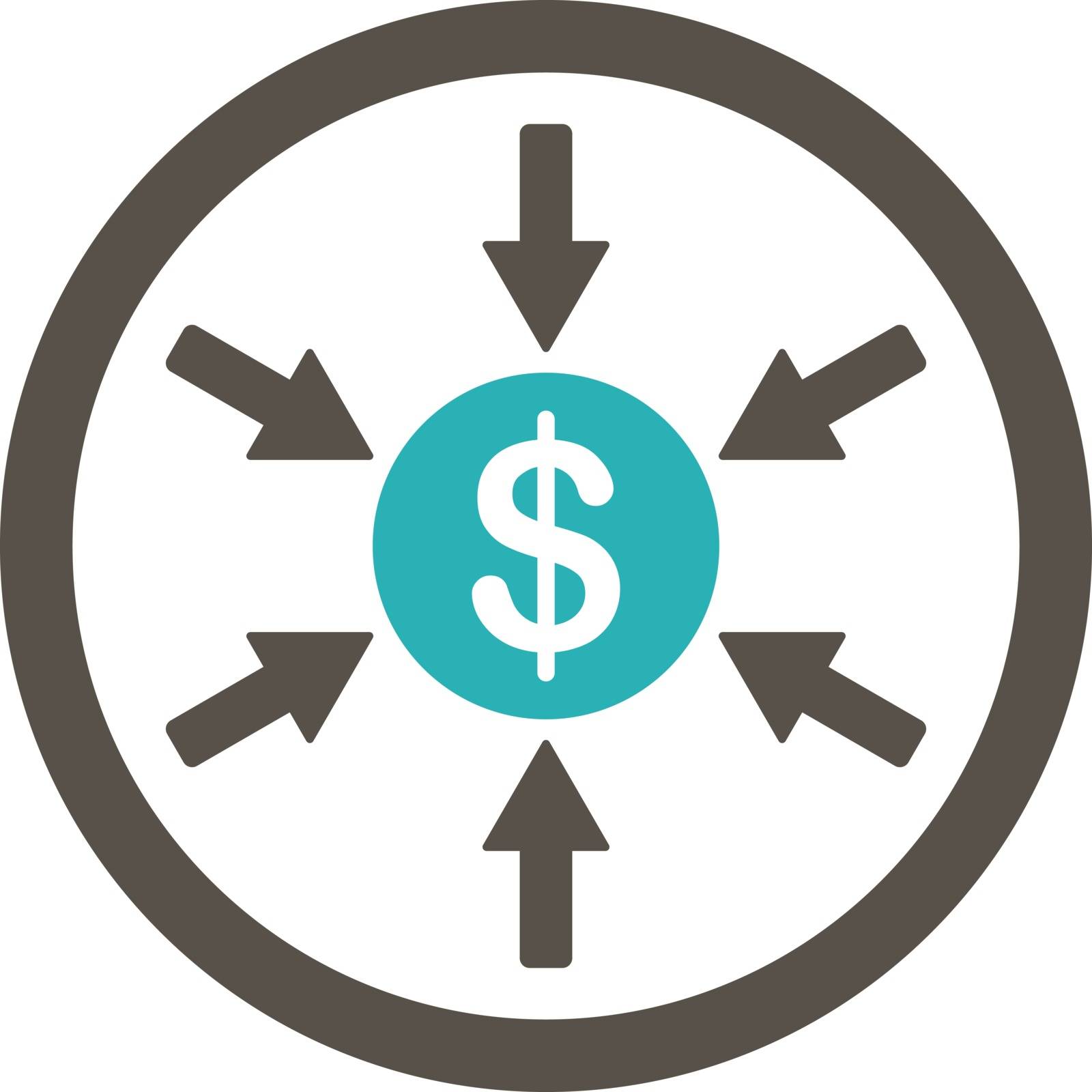 Income vector icon. This flat rounded symbol uses grey and cyan colors and isolated on a white background.