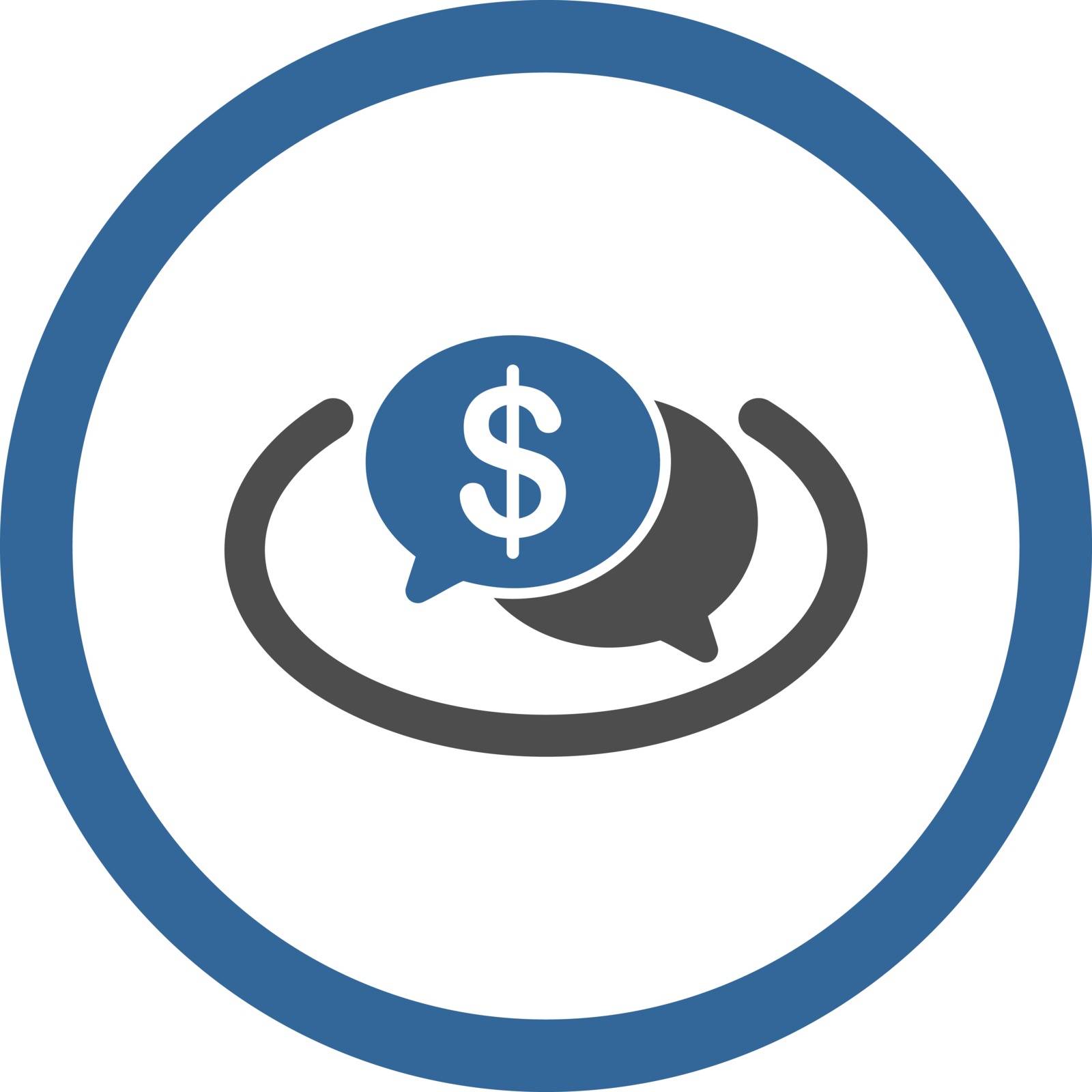 Financial Network vector icon. This flat rounded symbol uses cobalt and gray colors and isolated on a white background.