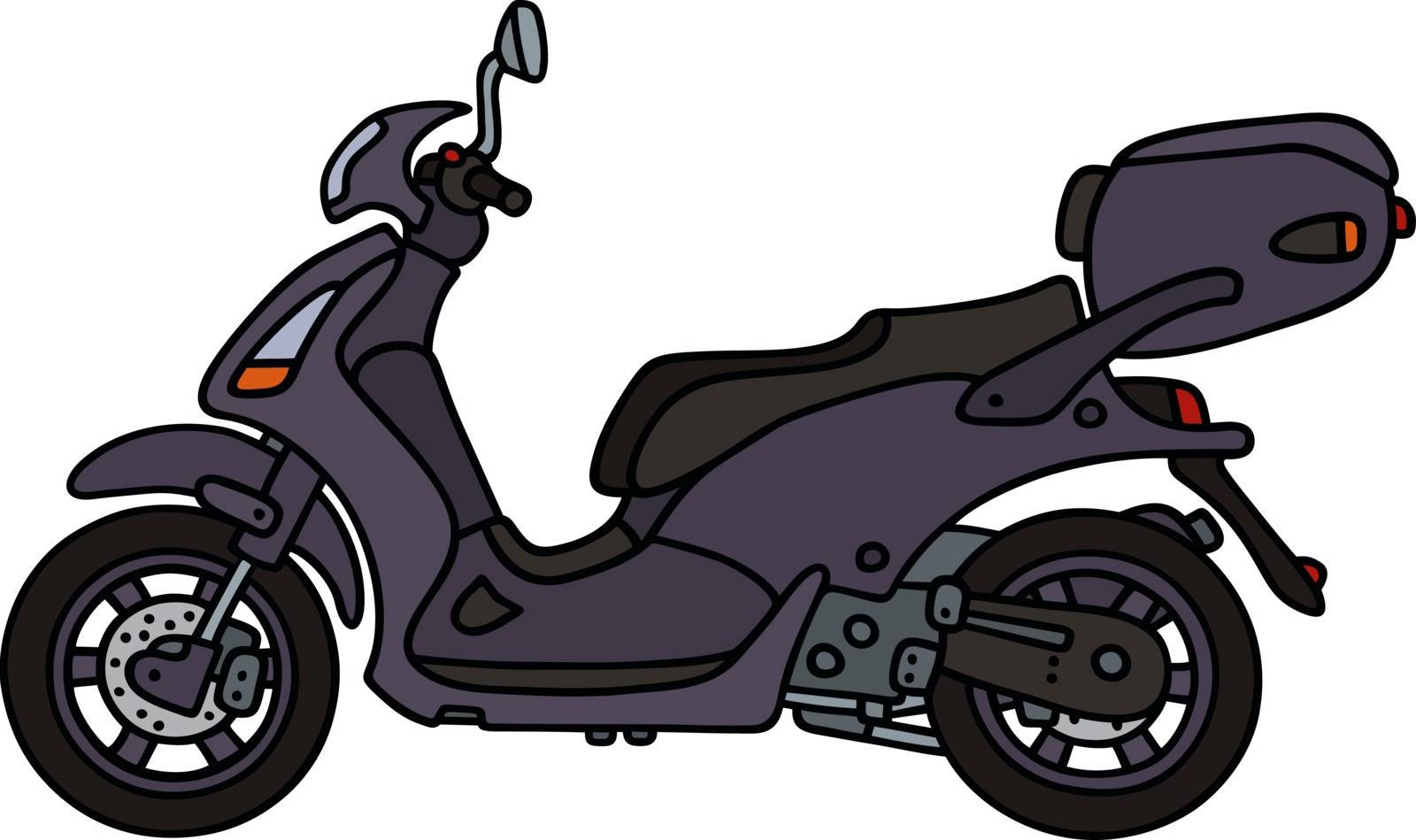 Hand drawing of a dark violet scooter - not a real model