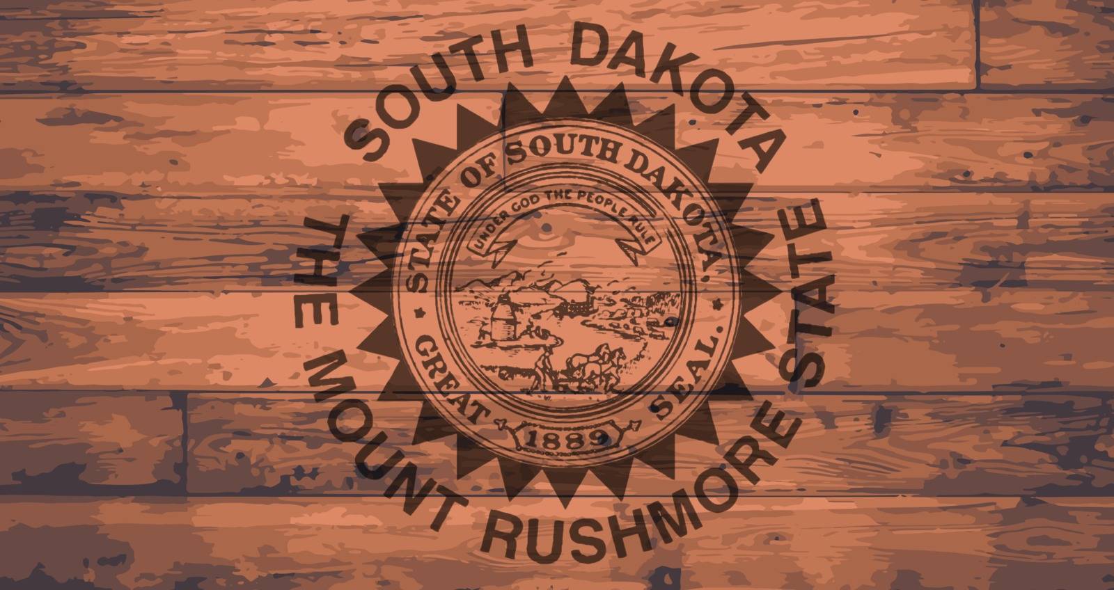 South Dakota State Flag branded onto wooden planks