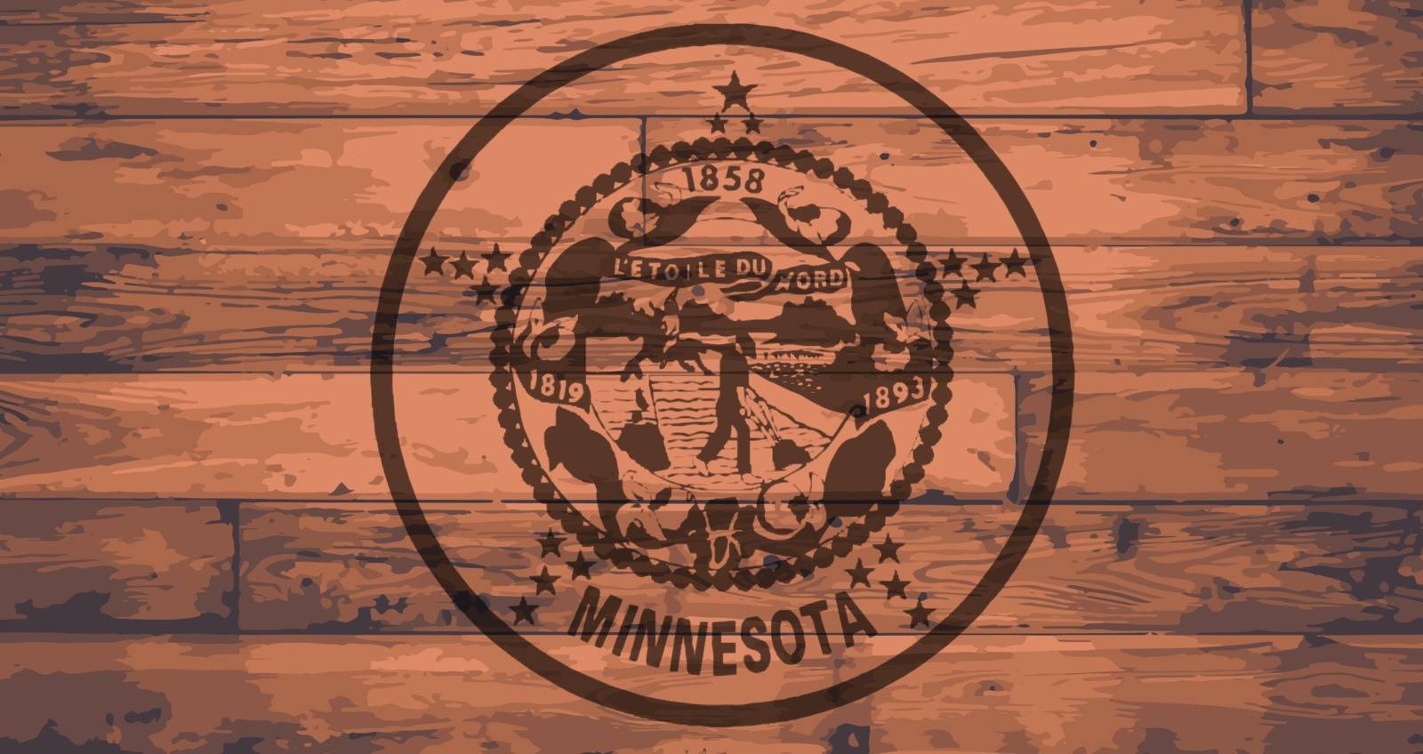 Minnesota State Flag branded onto wooden planks
