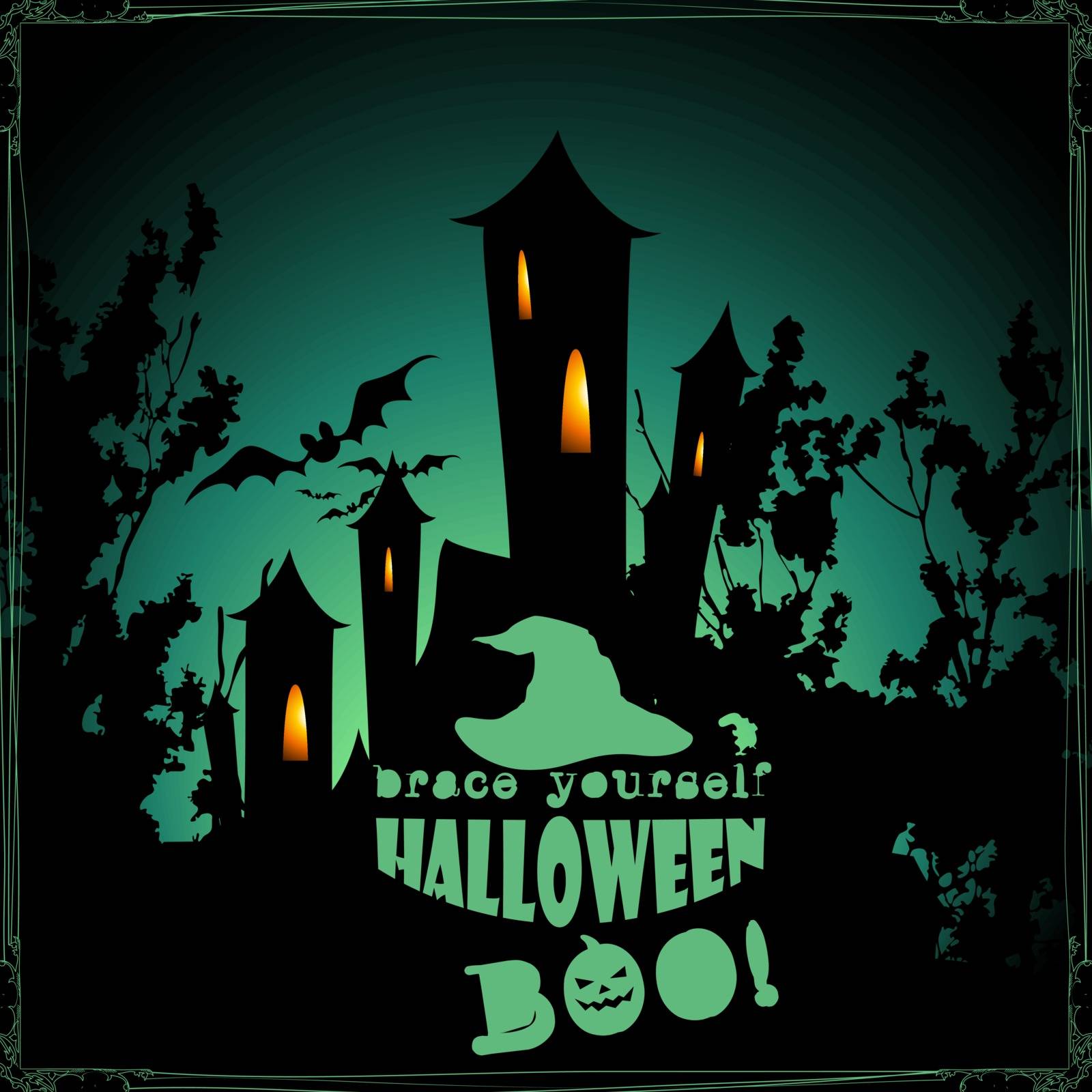 Halloween background with traditional symbols of this festival