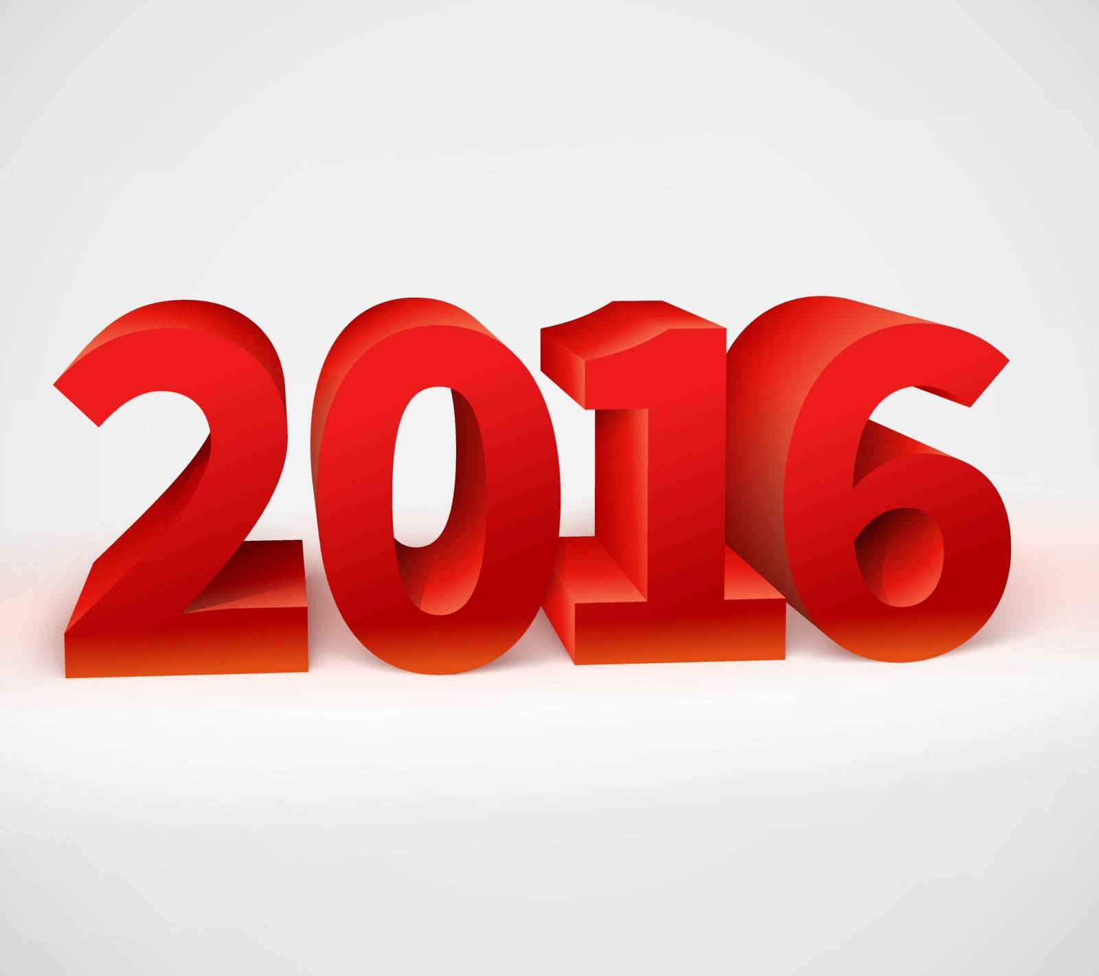 New year 2016 shiny 3d red text. Vector illustration 