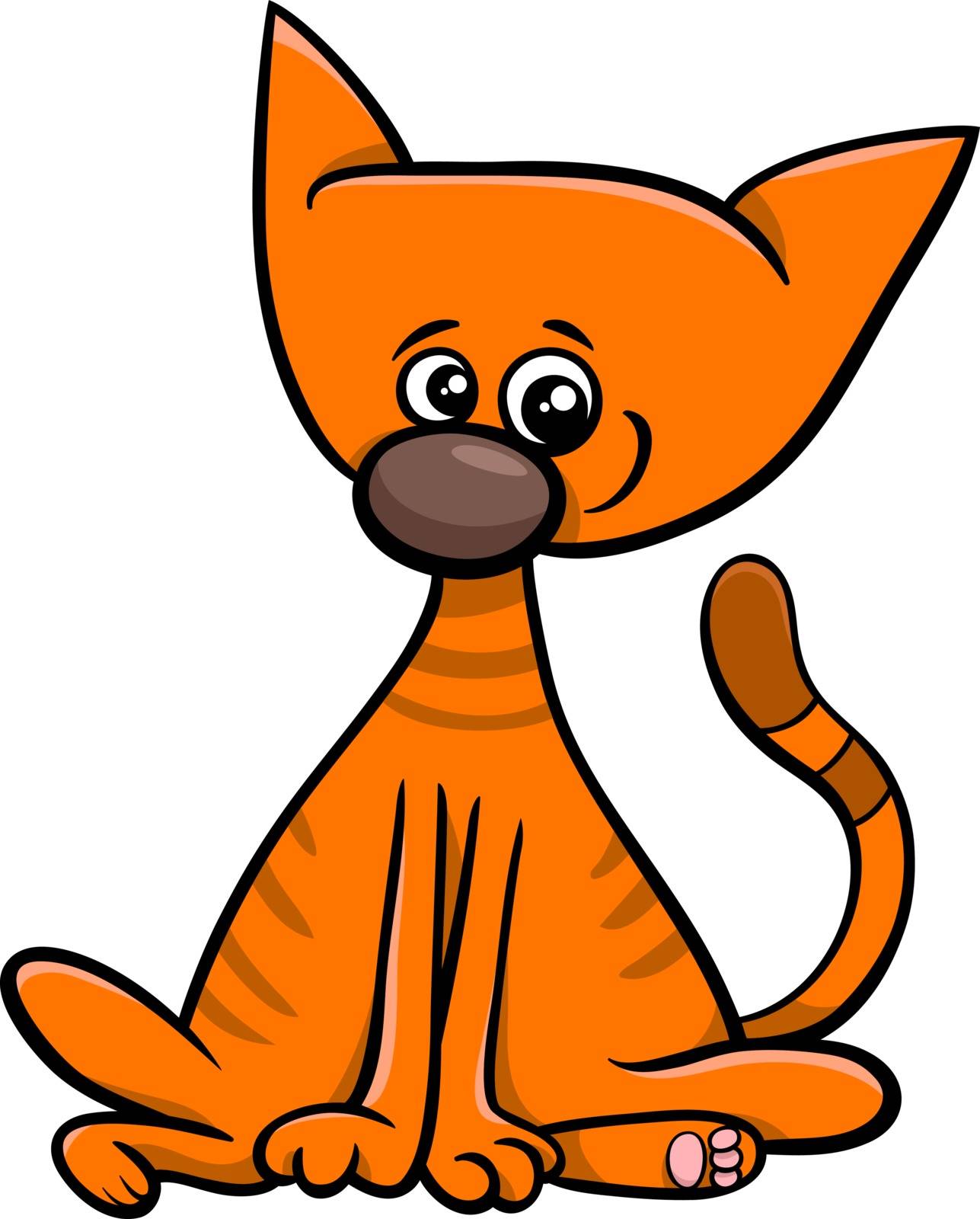 Cartoon Illustration of Funny Cat or Kitten Pet Animal Character
