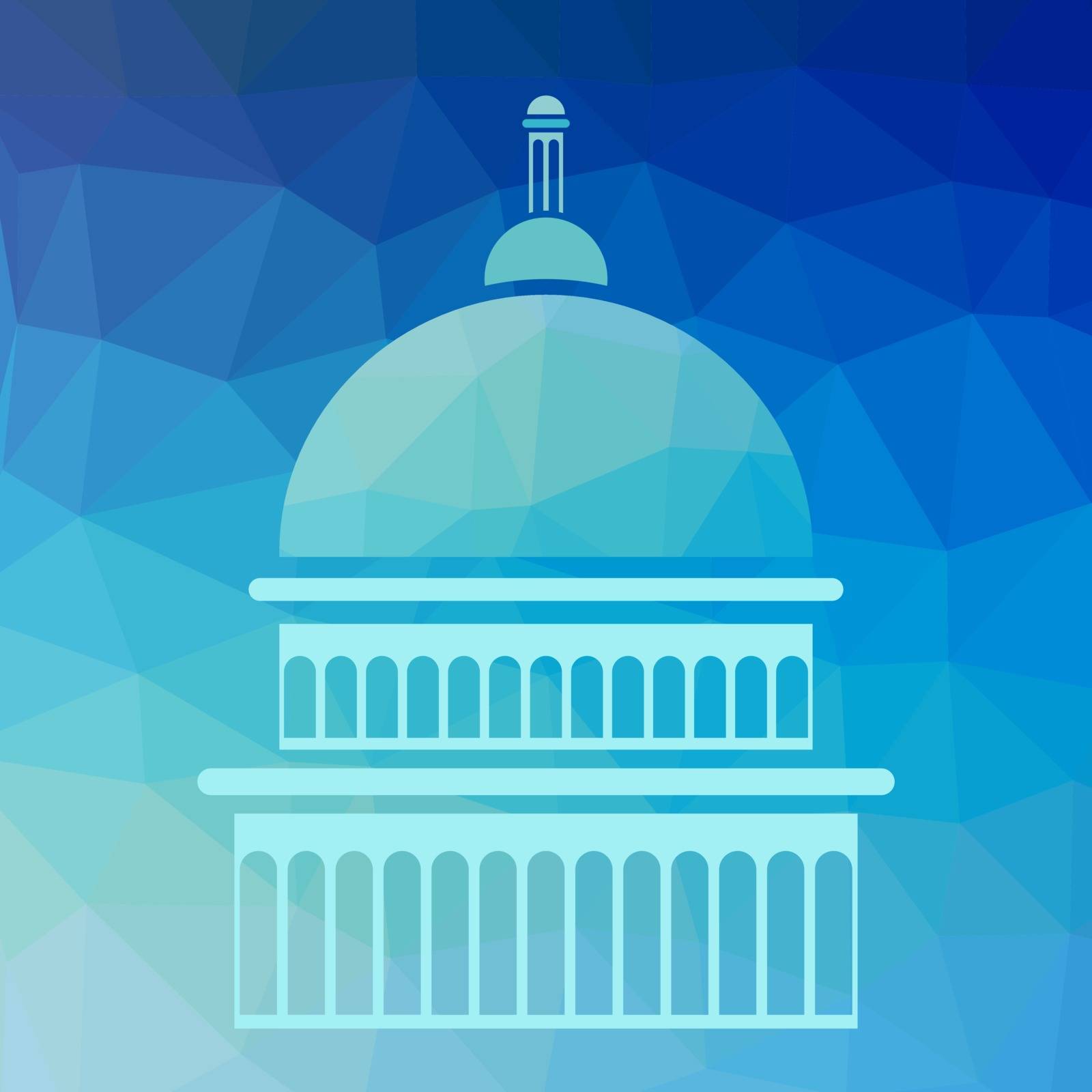 Capitol Silhouette Isolated on Blue Polygonal Background