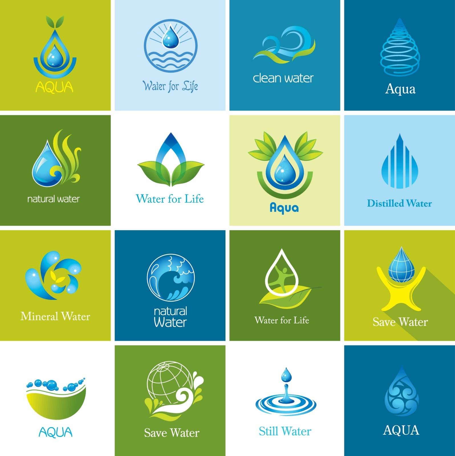 Set of water symbols and logos.