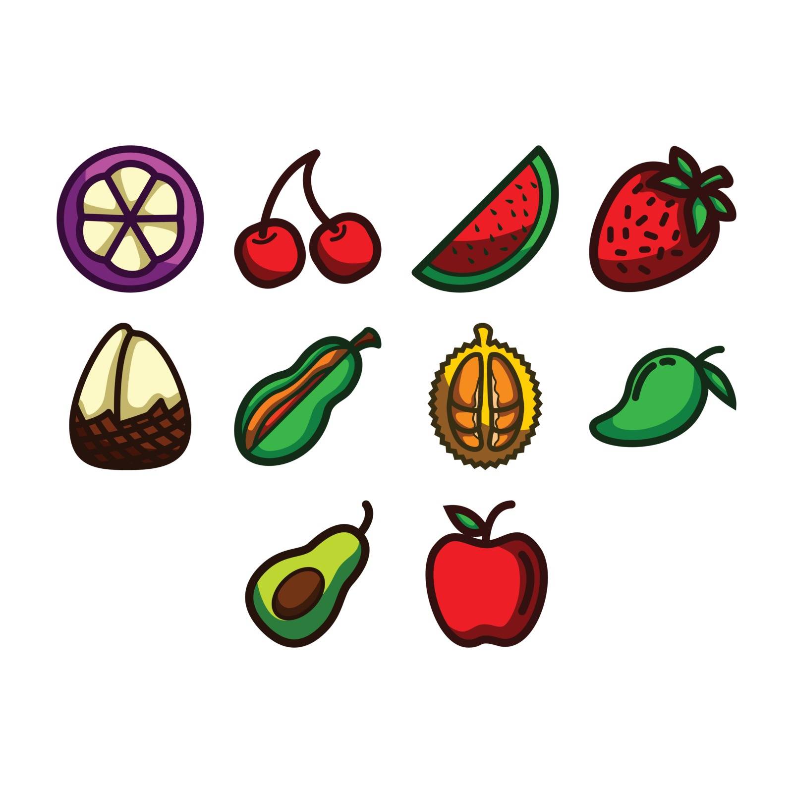 A collection different kind of fruit icon