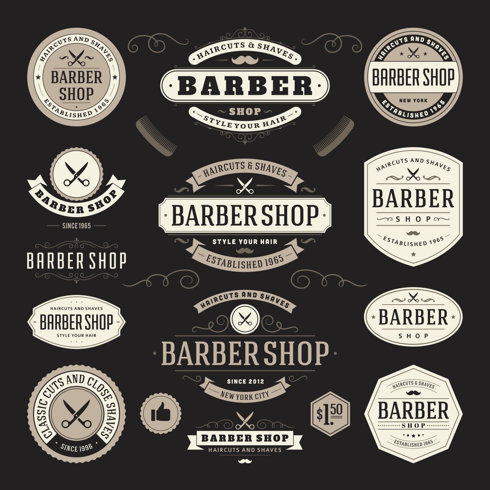 Barber shop icons by kartyl