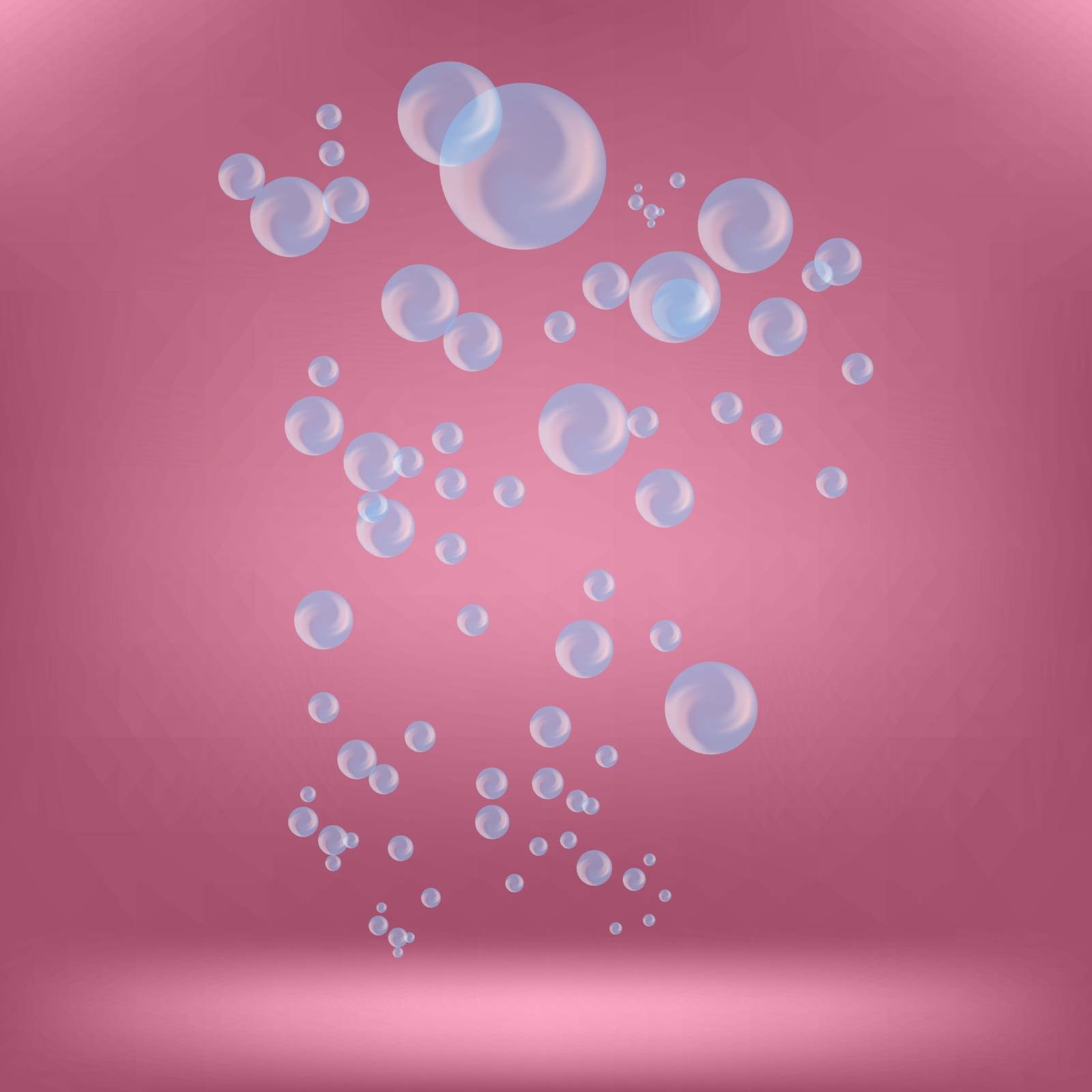 Blue Soap Bubbles Isolated on Pink Background