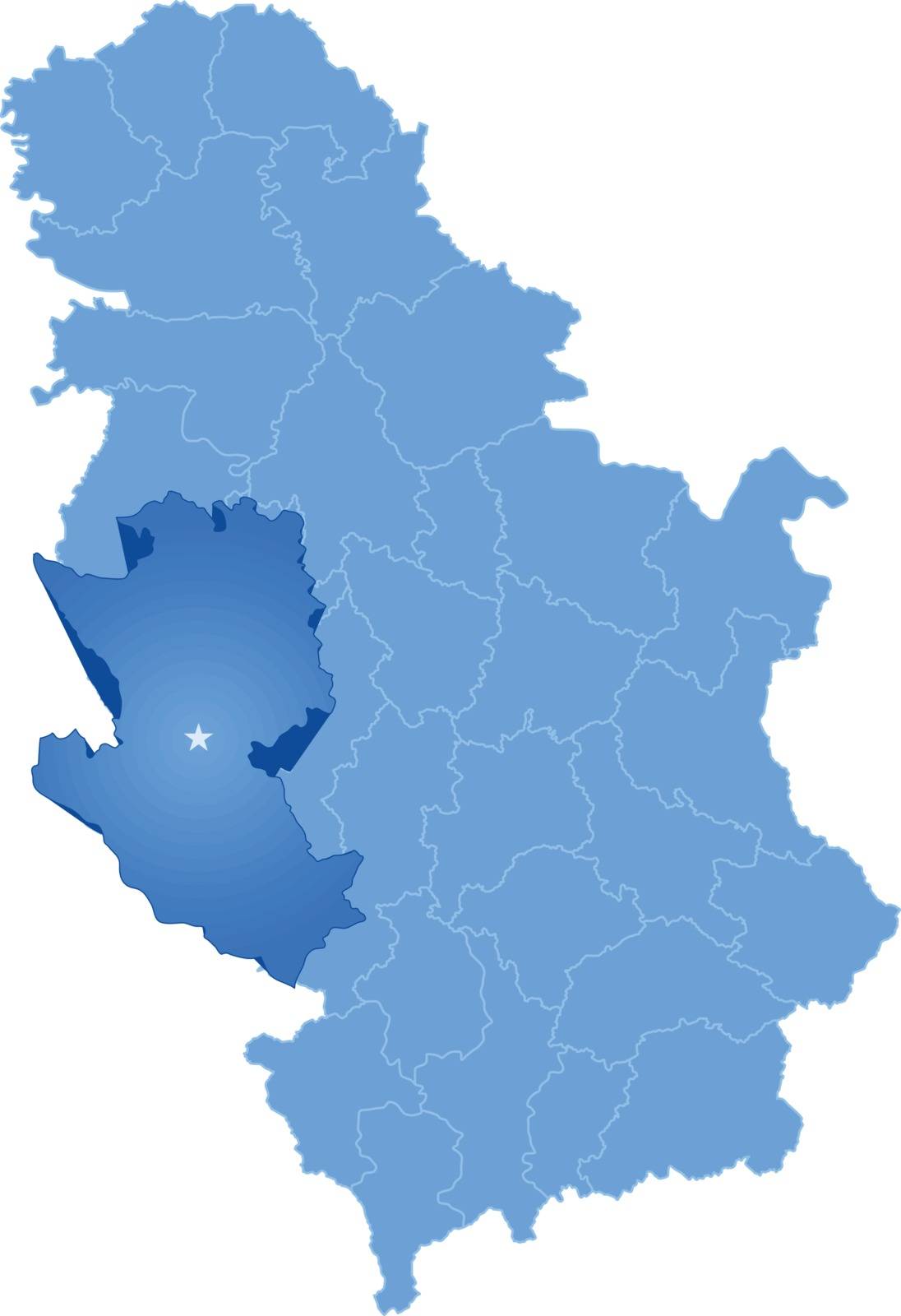 Map of Serbia, Subdivision Zlatibor District by Istanbul2009