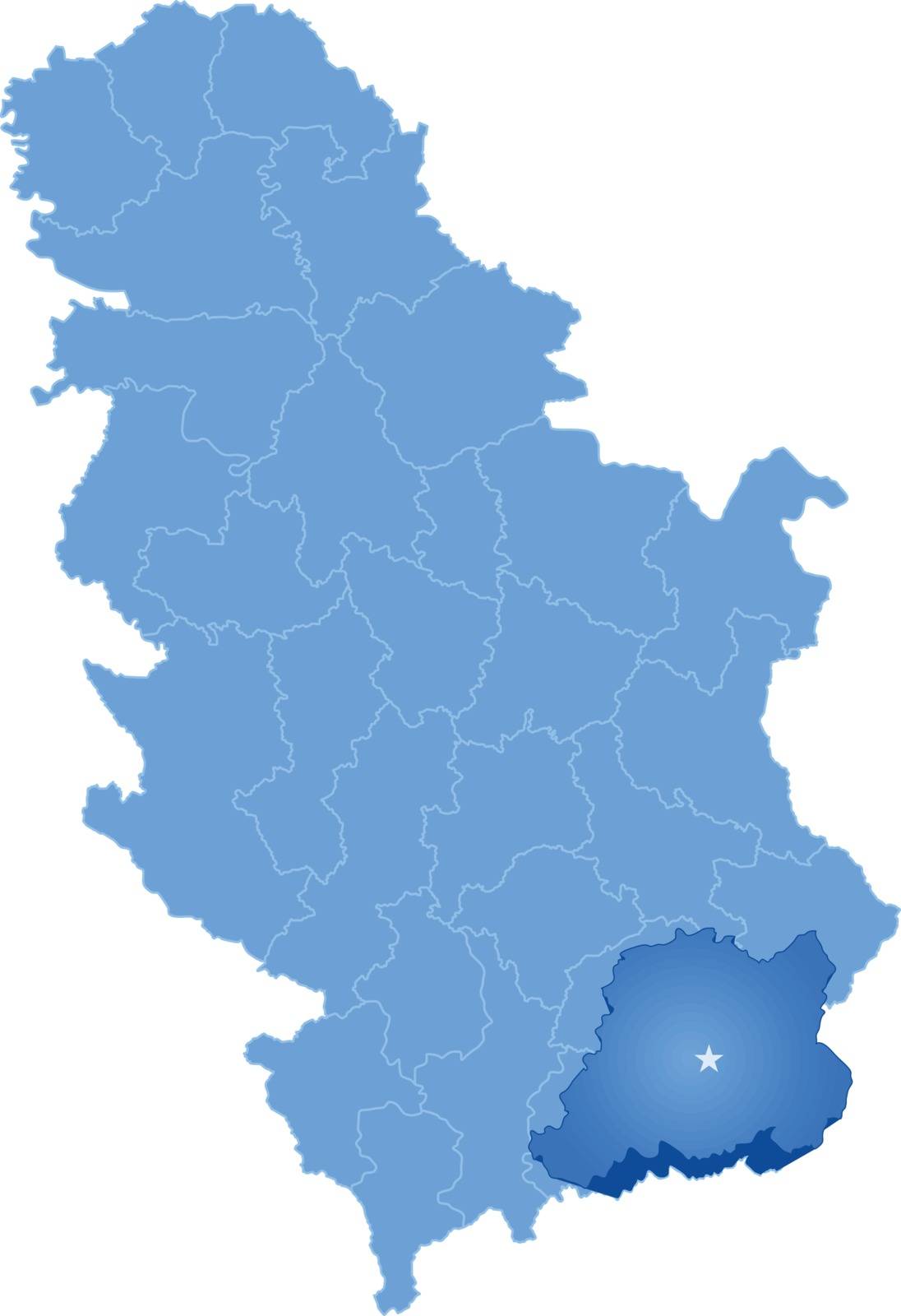 Map of Serbia, Subdivision Pcinja District by Istanbul2009