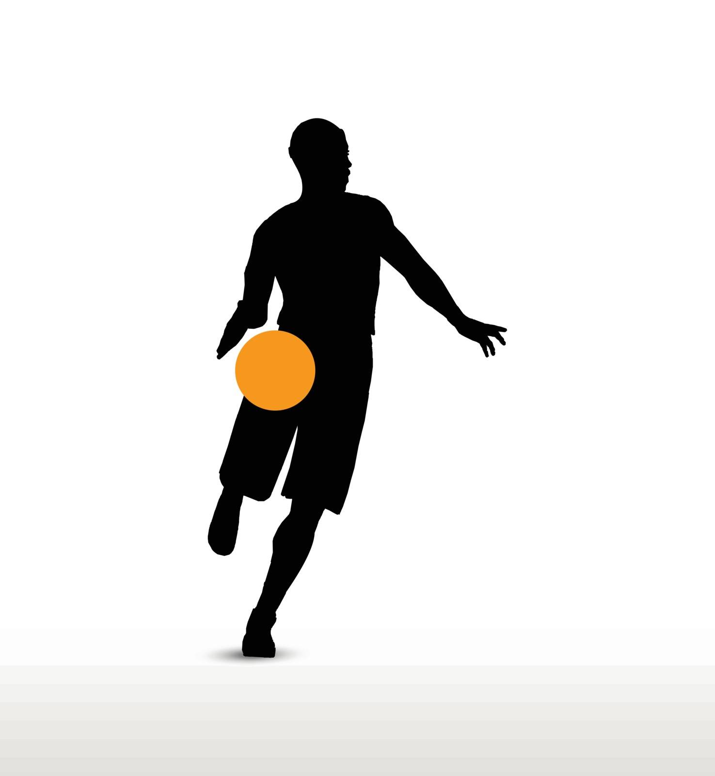 vector image - basketball player silhouette in drible pose, isolated on white background
