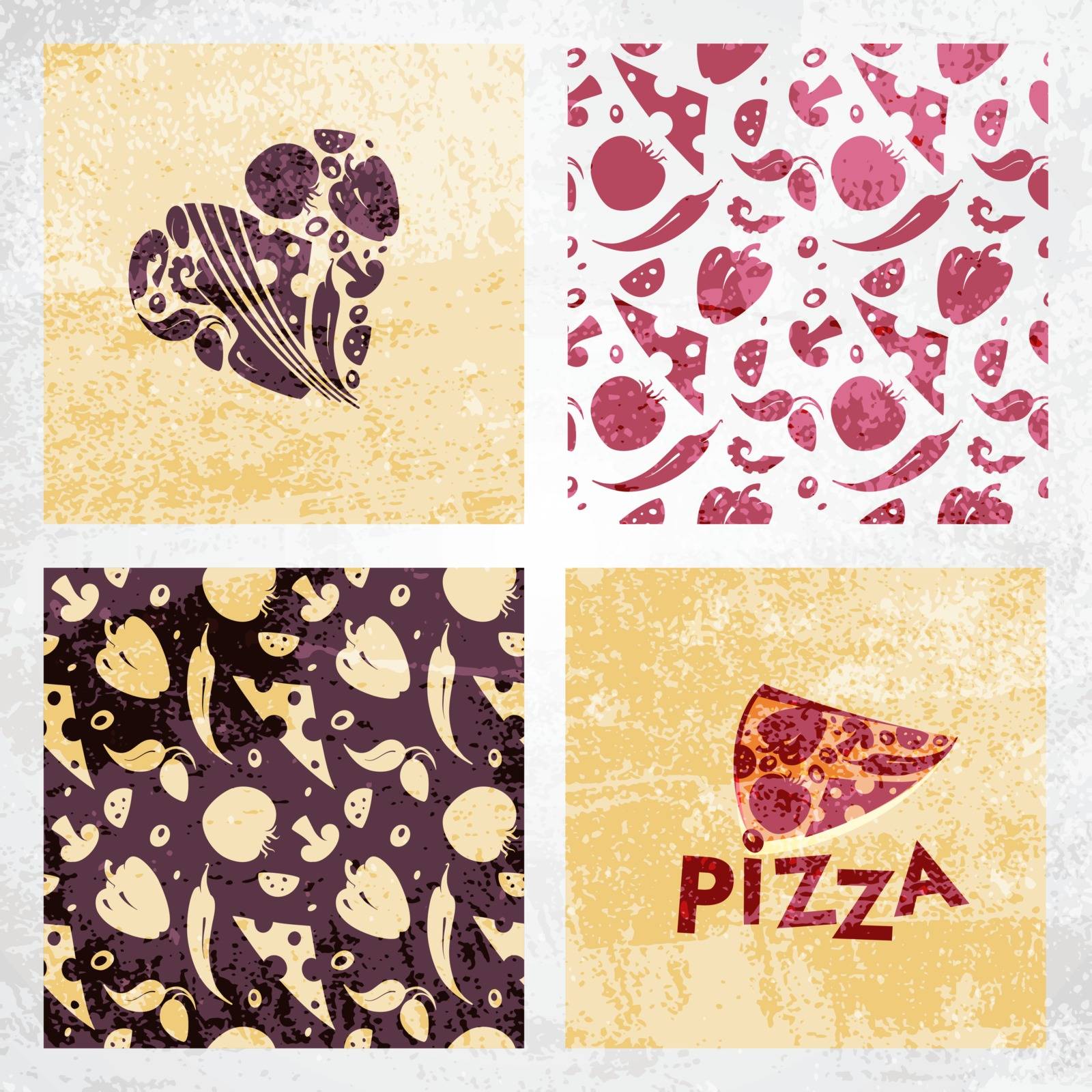 Illustration with a pizza background.