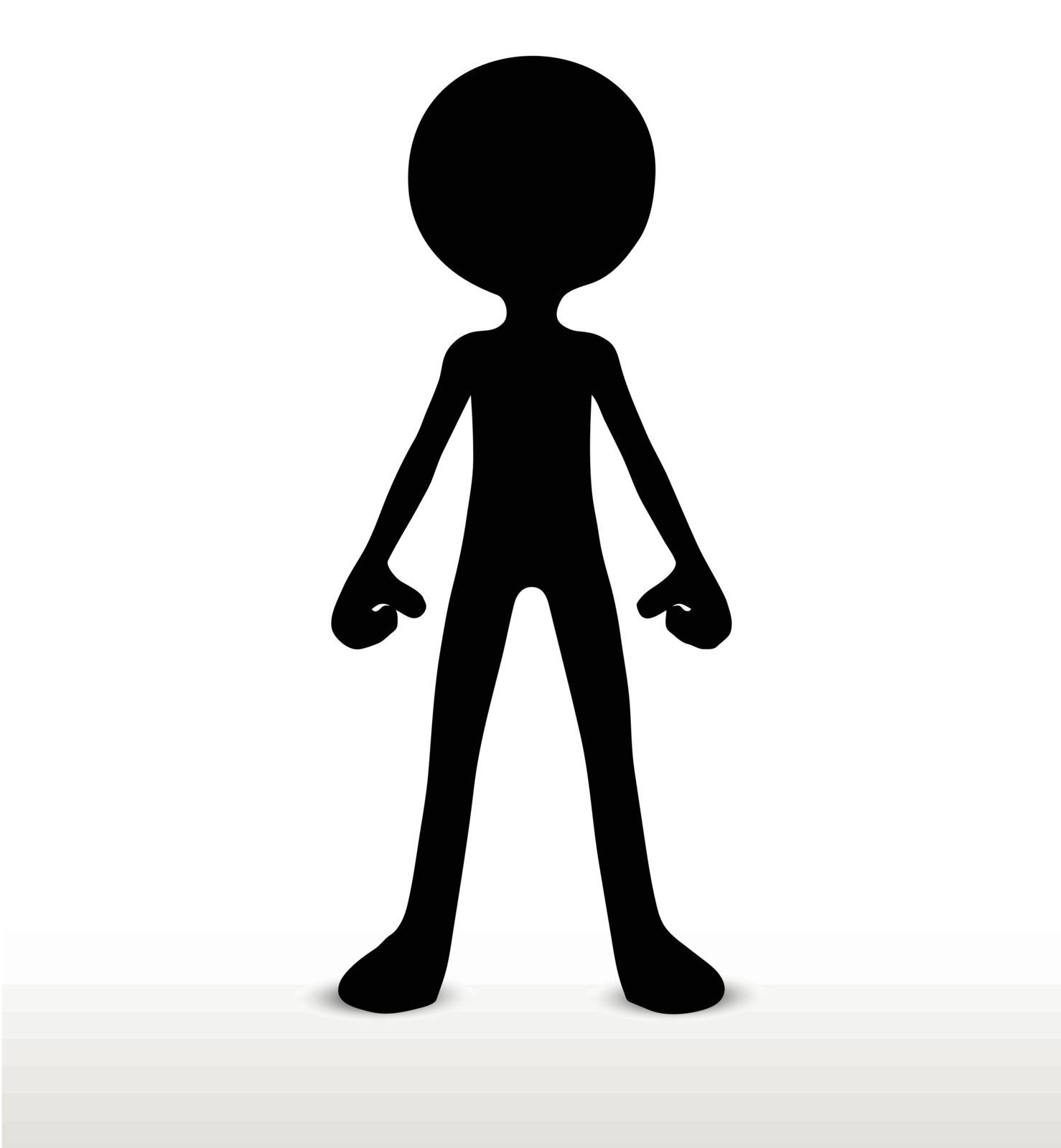 3d man silhouette, isolated on white background, standing
