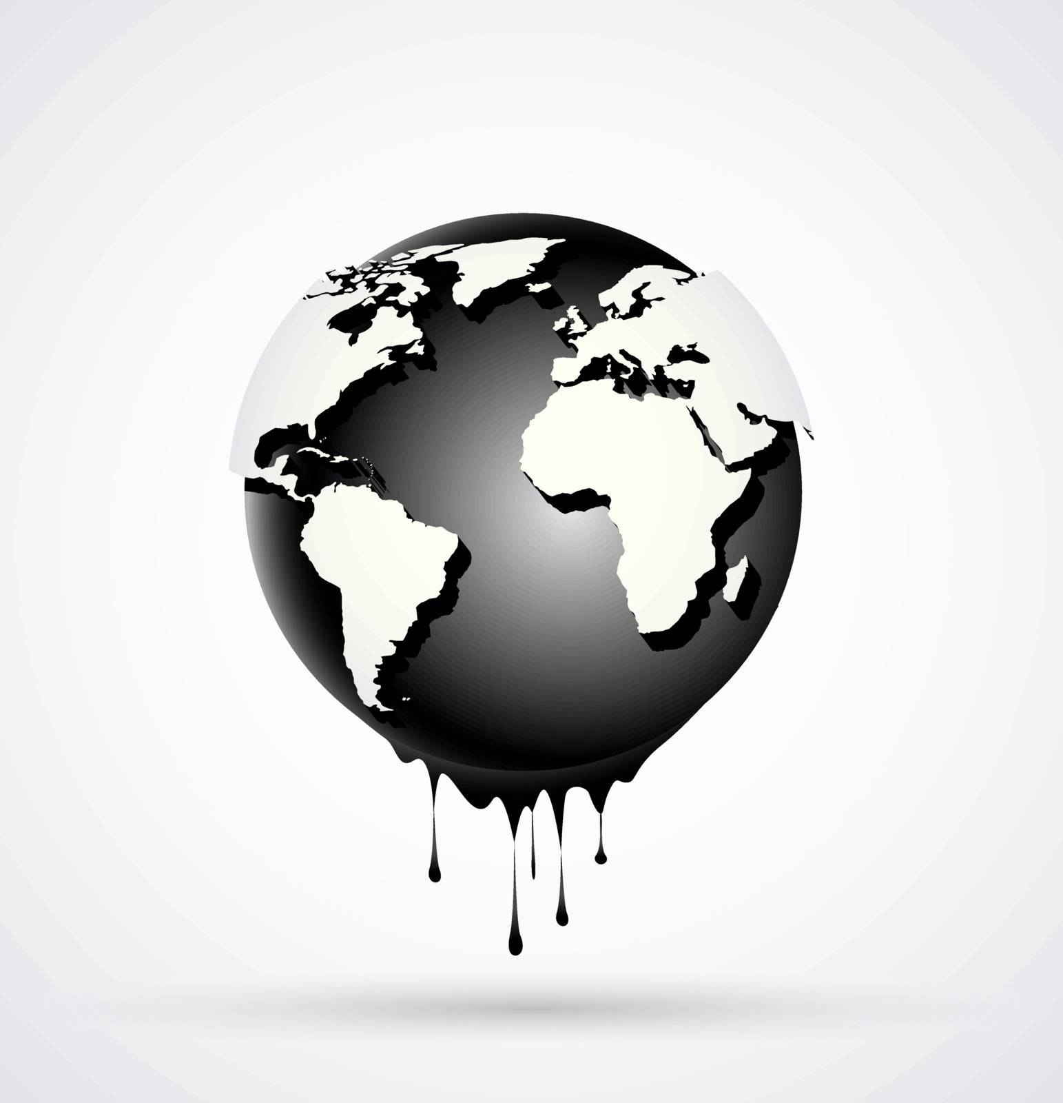 Vector illustration Earth globe dripping oil or diesel