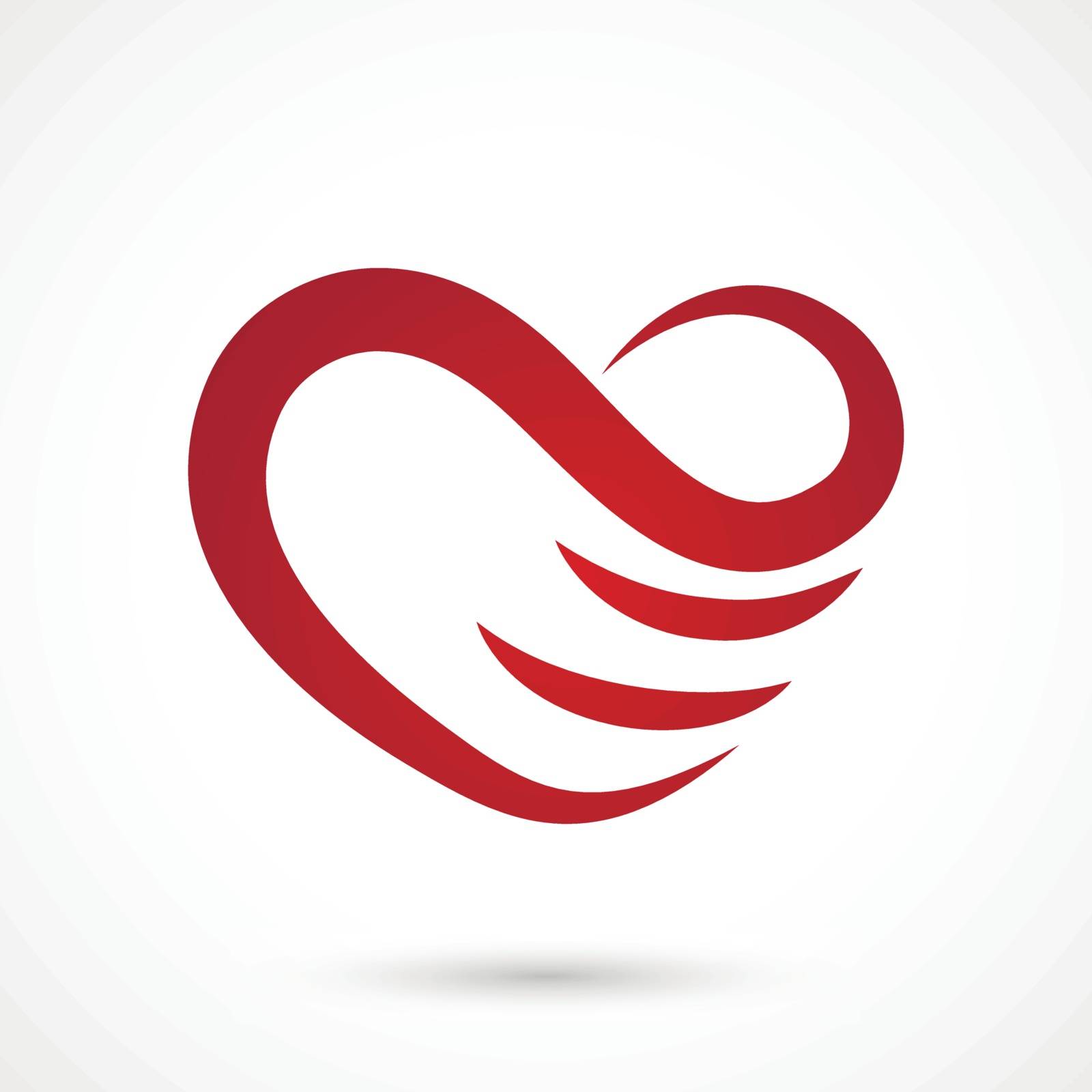 Vector illustration of a curl heart on white background