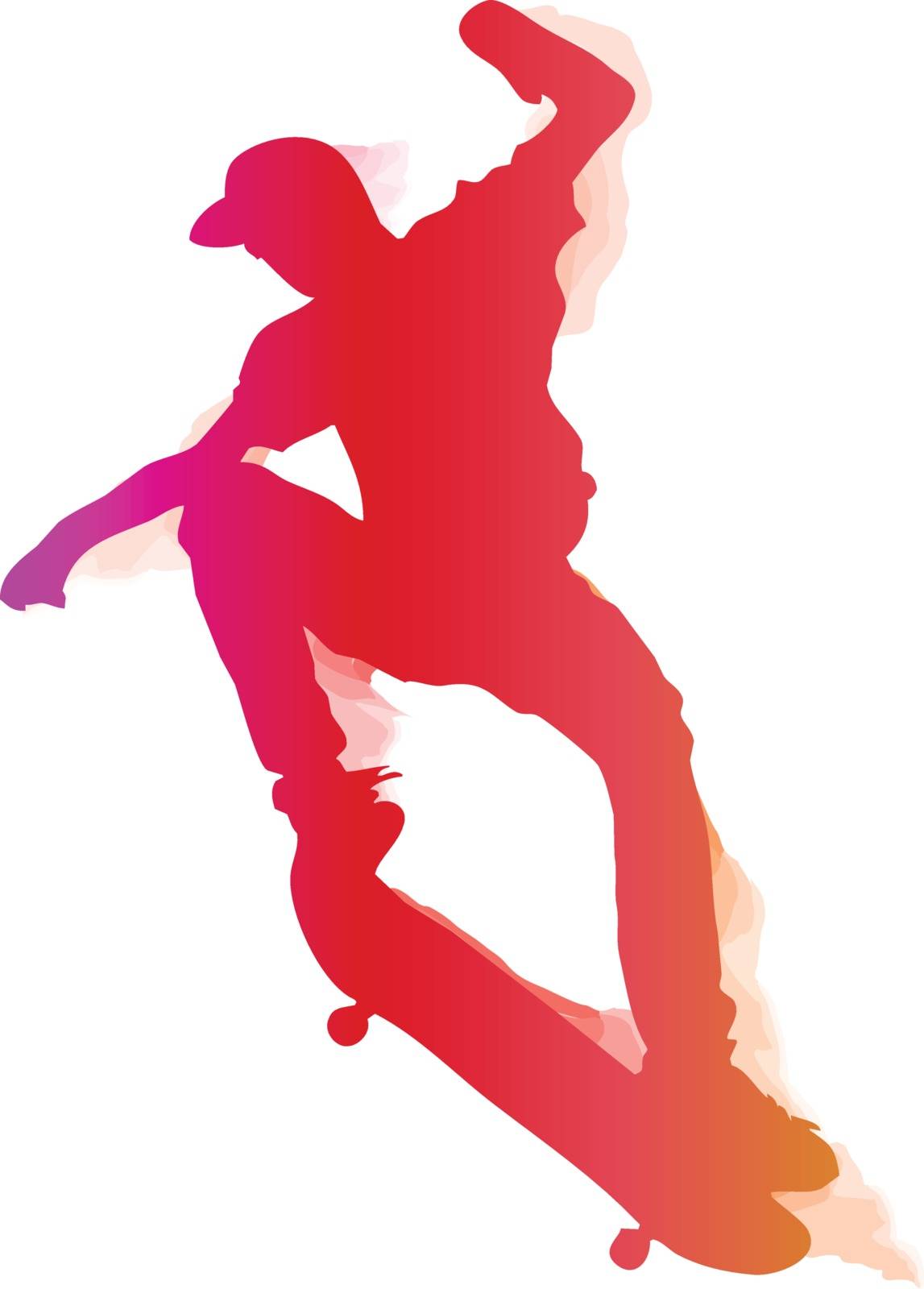 Skaterboarder performing a trick. Vector illustration.