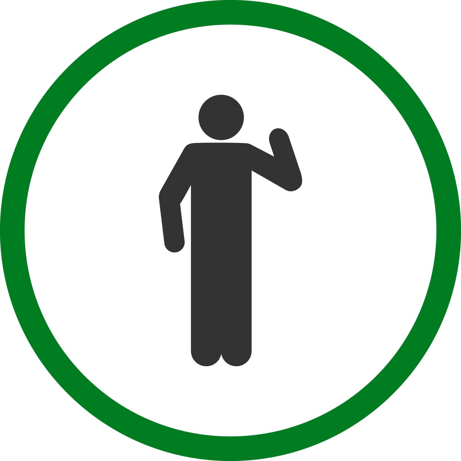 Opinion vector icon. This rounded flat symbol is drawn with green and gray colors on a white background.