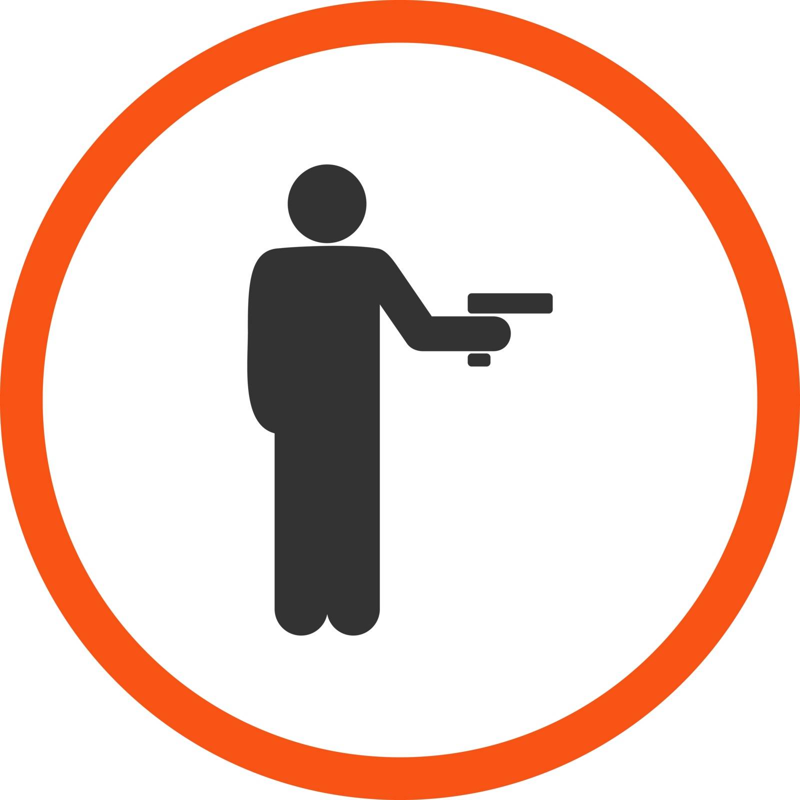 Robbery vector icon. This rounded flat symbol is drawn with orange and gray colors on a white background.