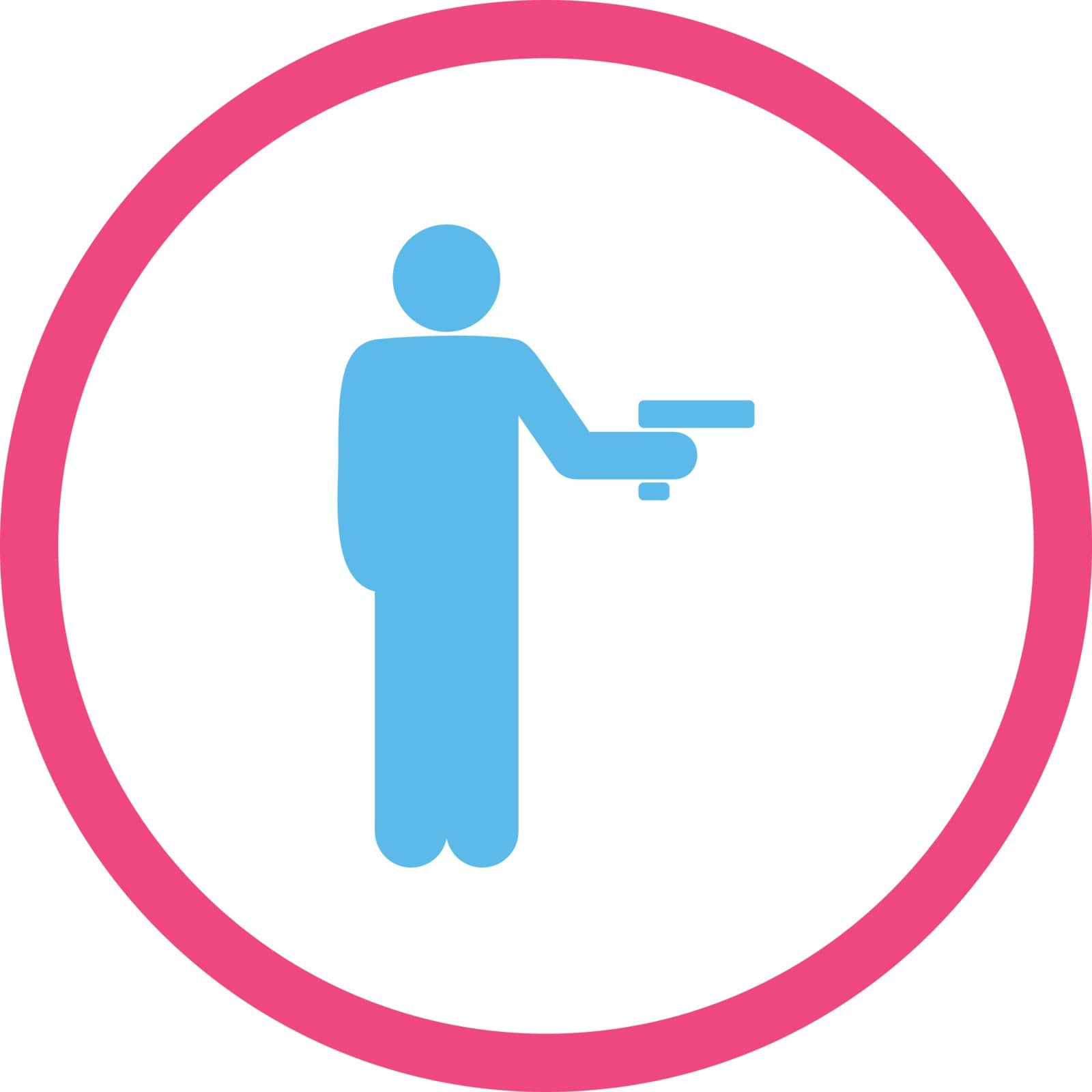 Robbery vector icon. This rounded flat symbol is drawn with pink and blue colors on a white background.