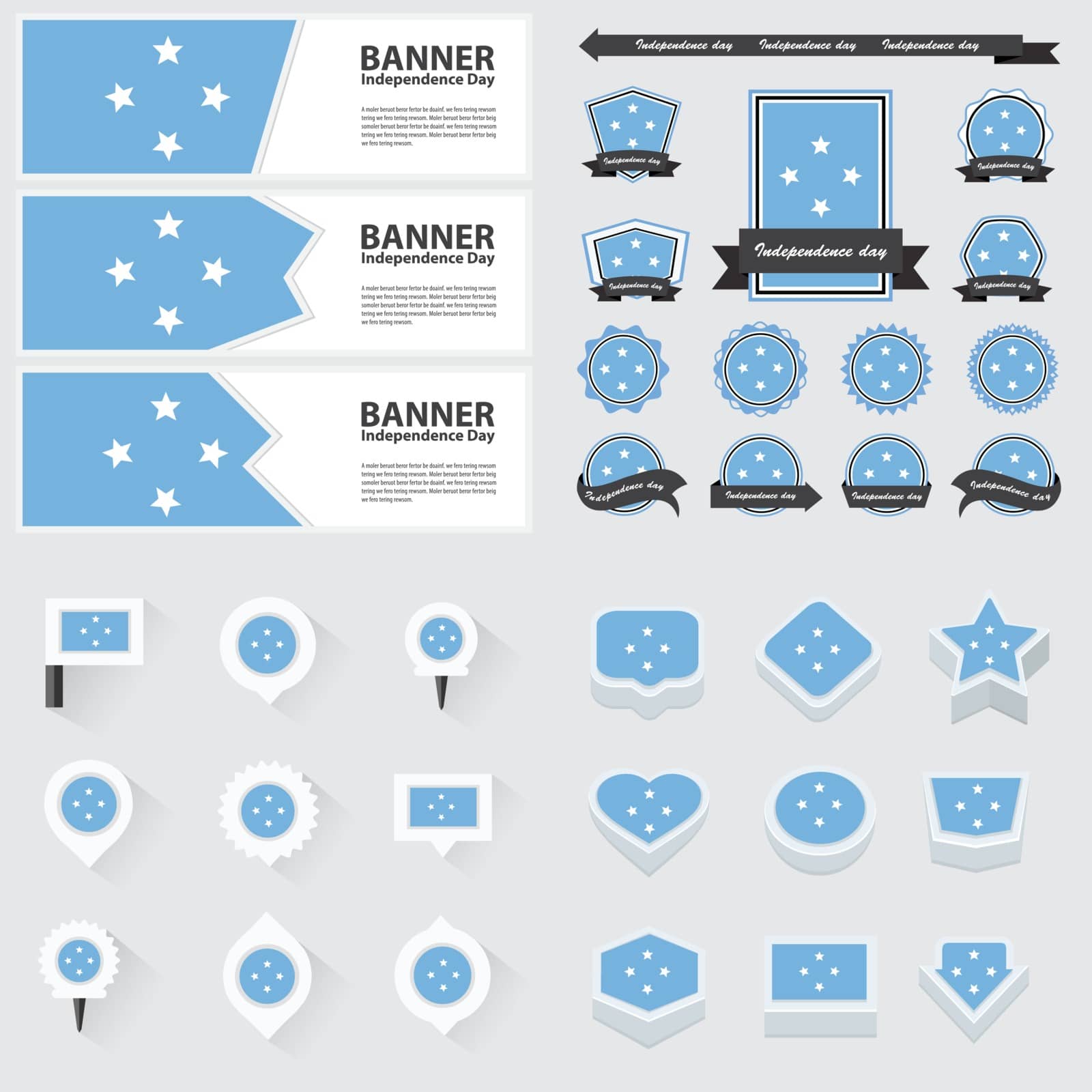 micronesia independence day, infographic, and label Set.