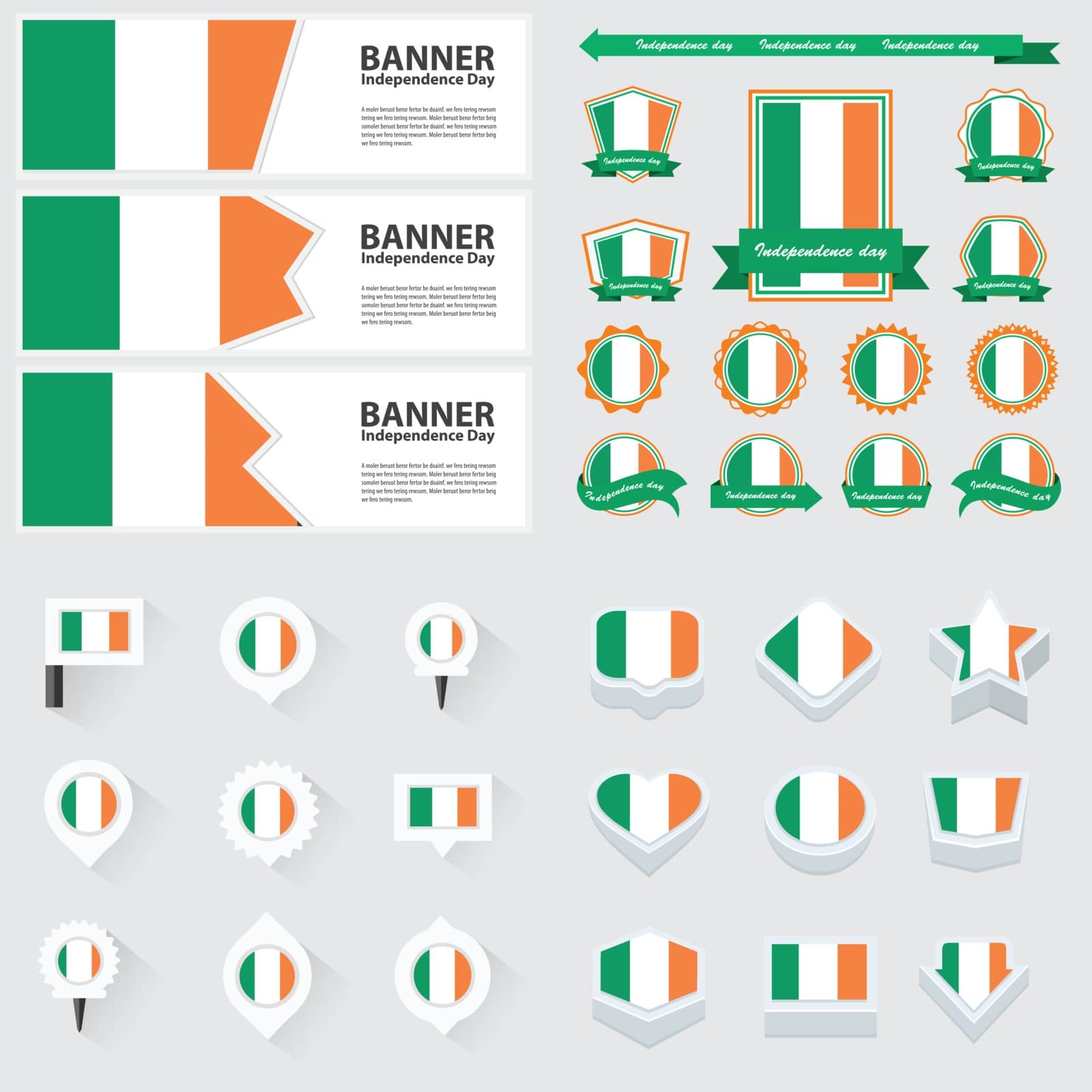 Ireland independence day, infographic, and label Set.