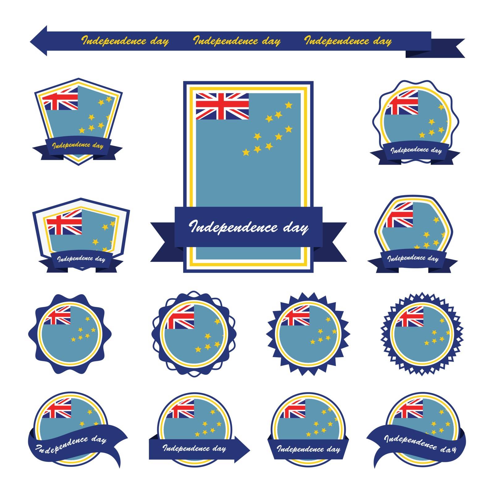 Tuvalu independence day flags infographic design
