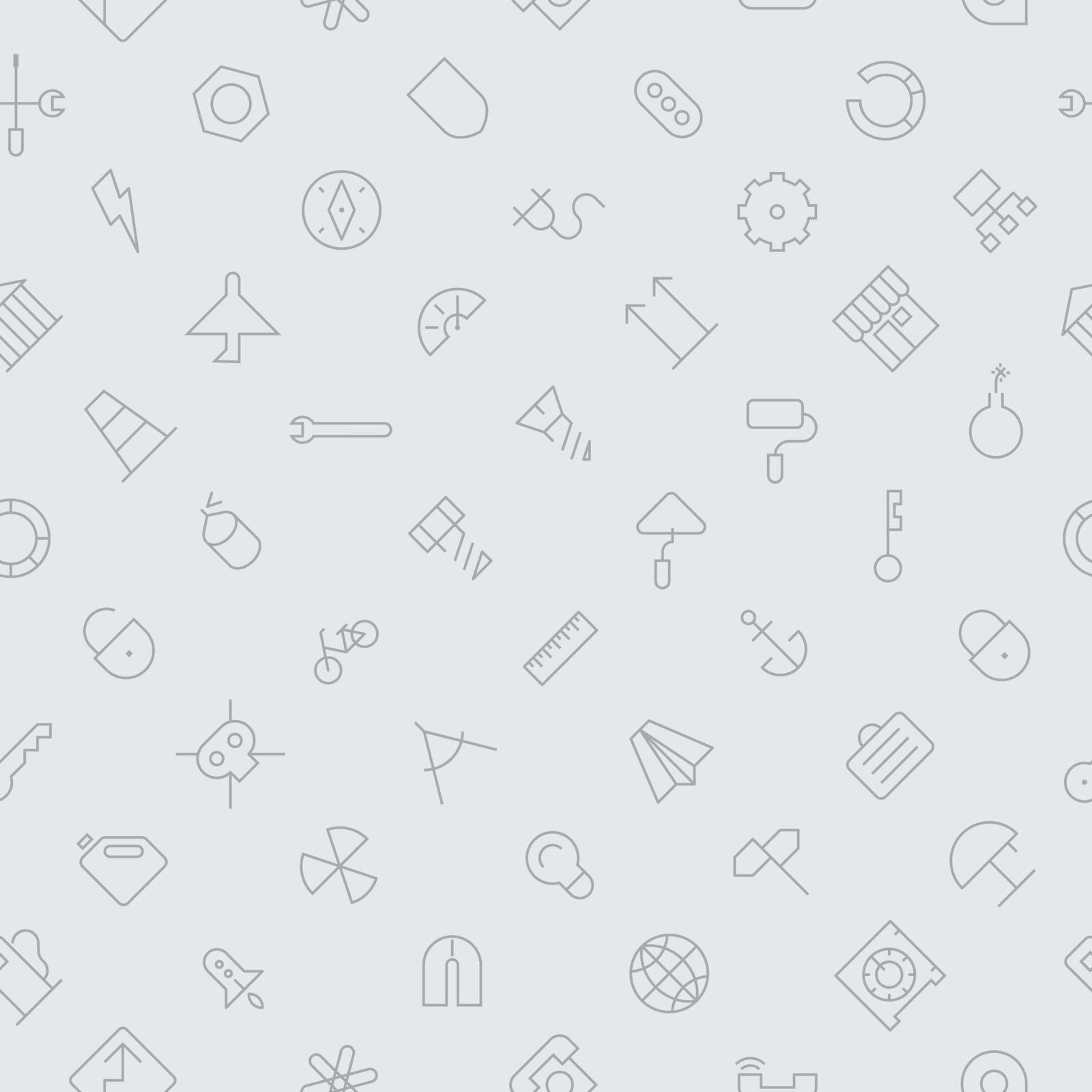 Seamless background pattern for industrial and construction made of thin line icons. Vector illustration.