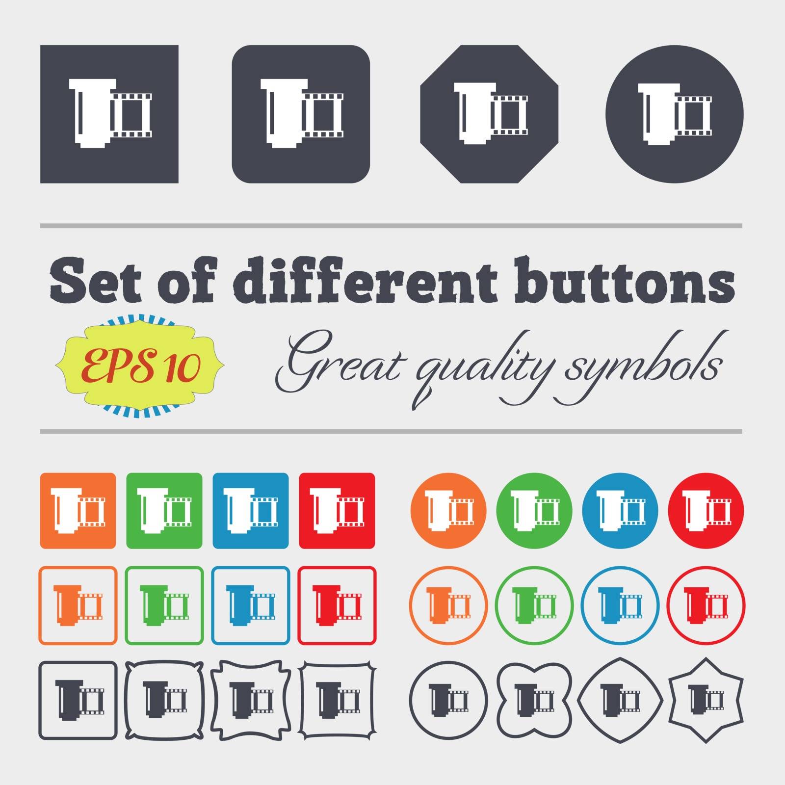 negative films icon symbol.. Big set of colorful, diverse, high-quality buttons. Vector illustration