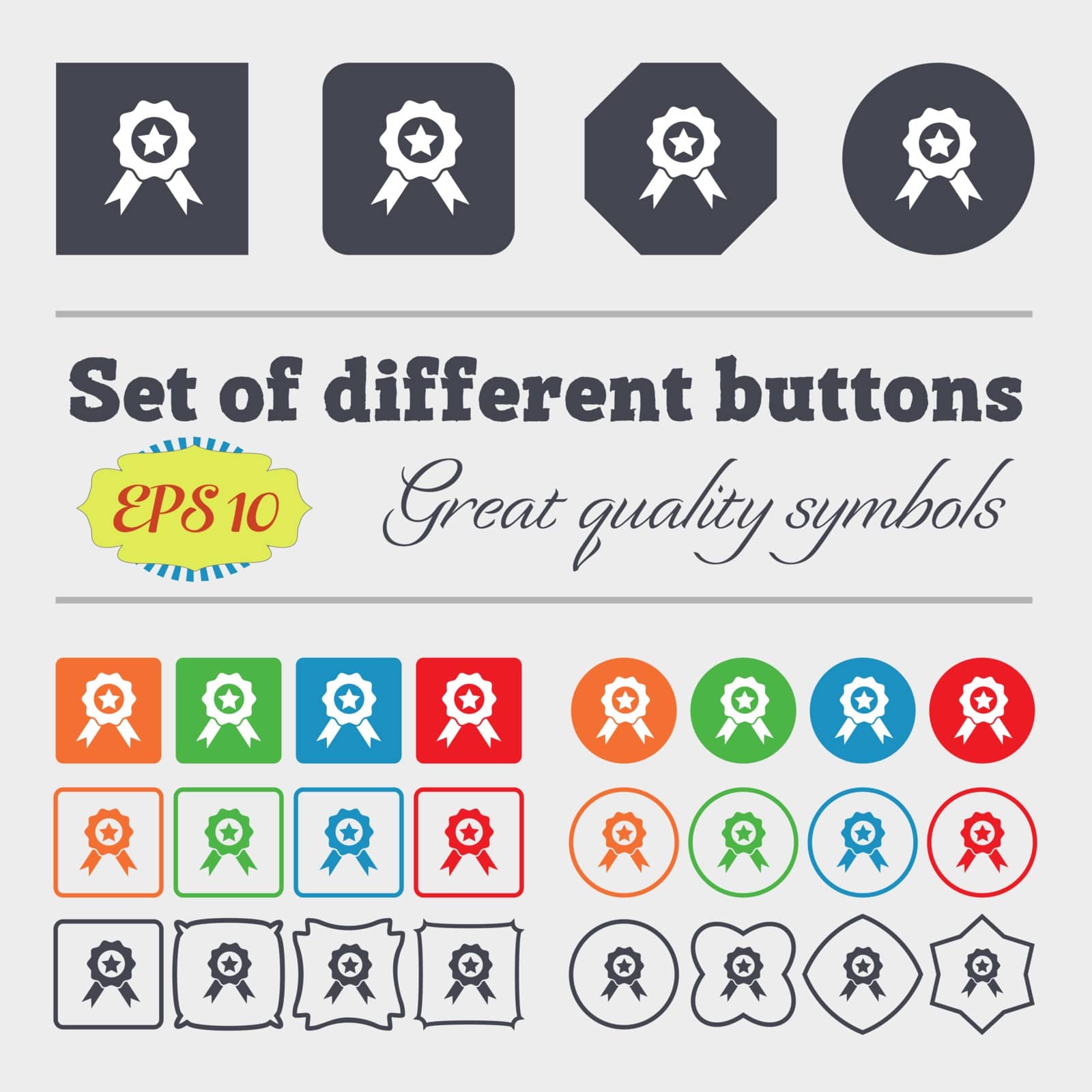 Award, Medal of Honor icon sign. Big set of colorful, diverse, high-quality buttons. Vector illustration