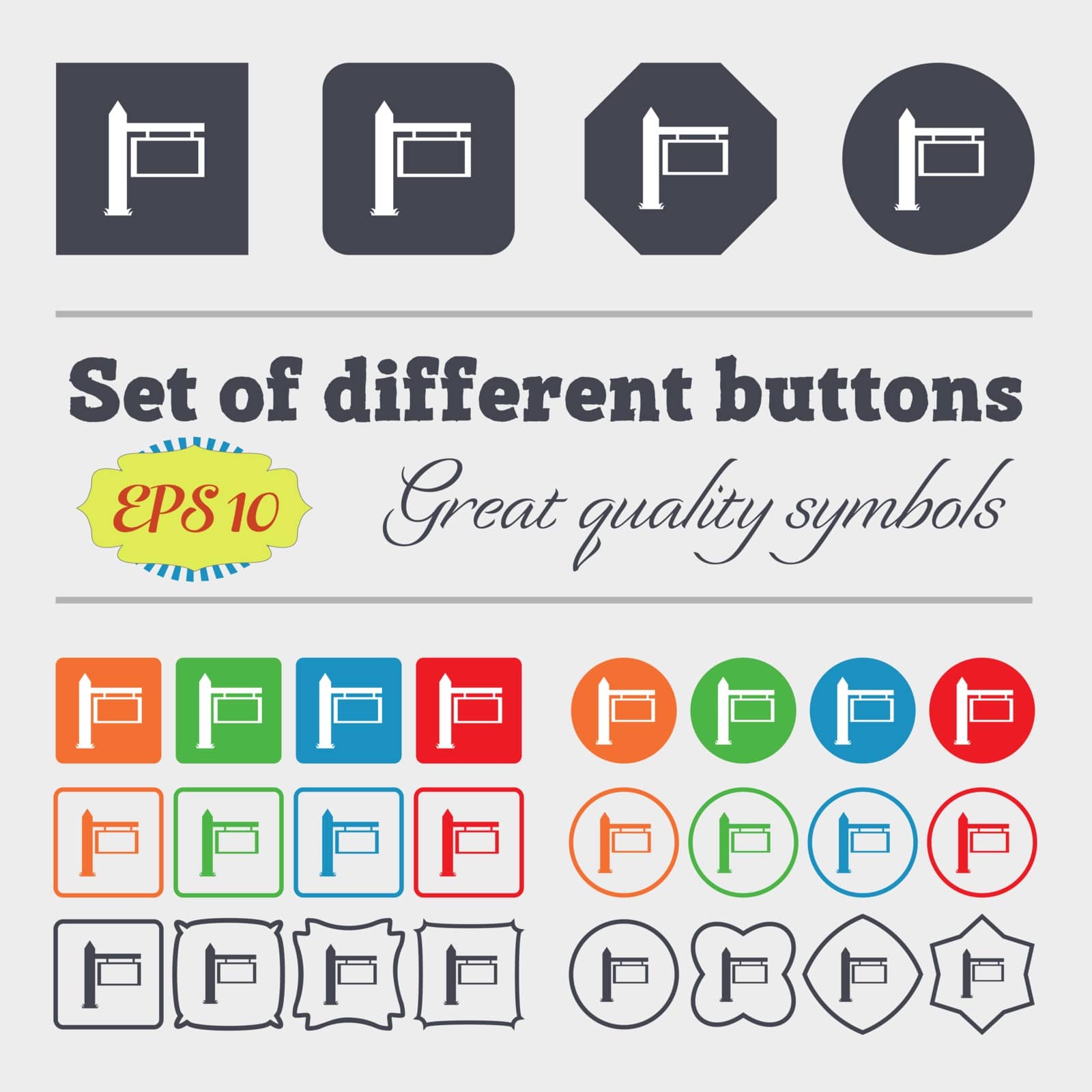 Information Road Sign icon sign. Big set of colorful, diverse, high-quality buttons. Vector illustration