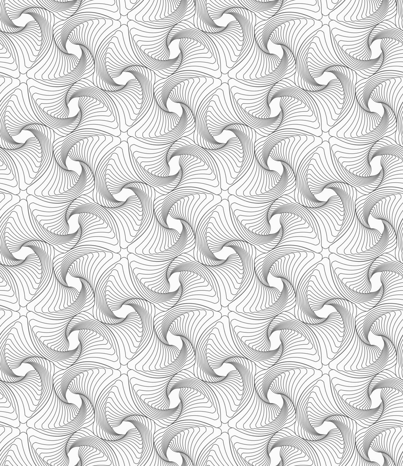 Monochrome abstract geometrical pattern. Modern gray seamless background. Flat simple design.Gray wavy twisted rounded sea stars.