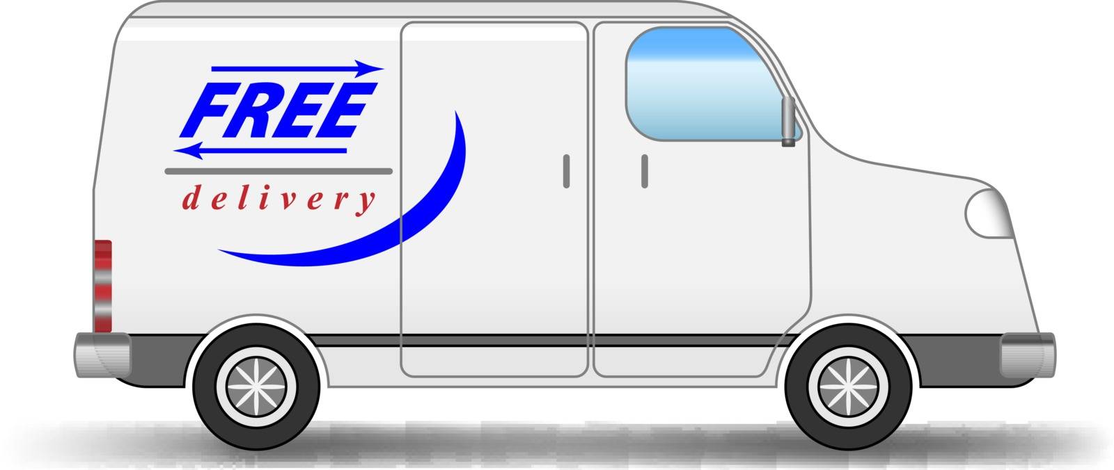 Vector Delivery Van Illustration, Eps 8 Vector, Gradient Mesh Used