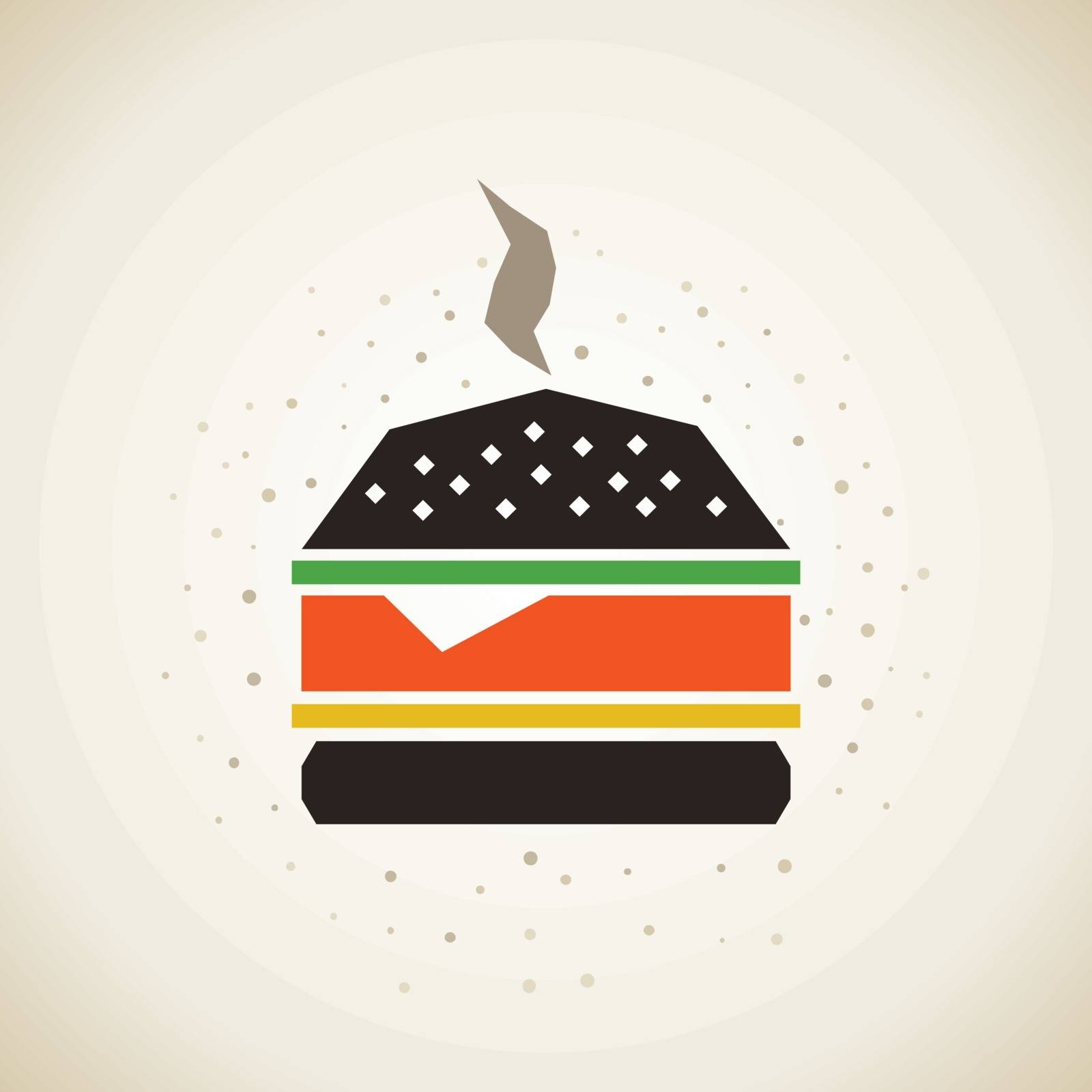 The Burger in the style of patchwork. Vector illustration