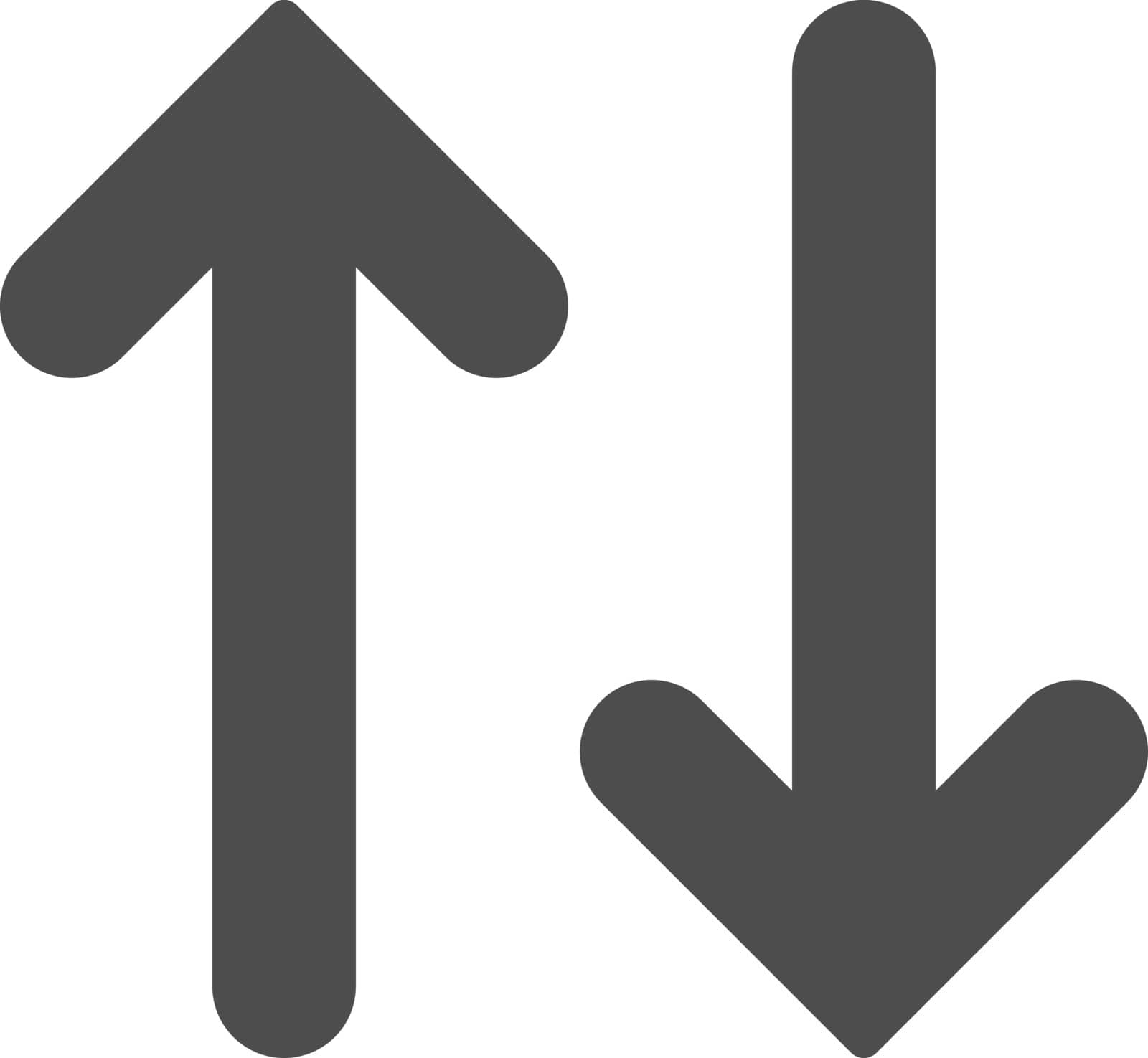 Flip Vertical icon from Primitive Set. This isolated flat symbol is drawn with gray color on a white background, angles are rounded.