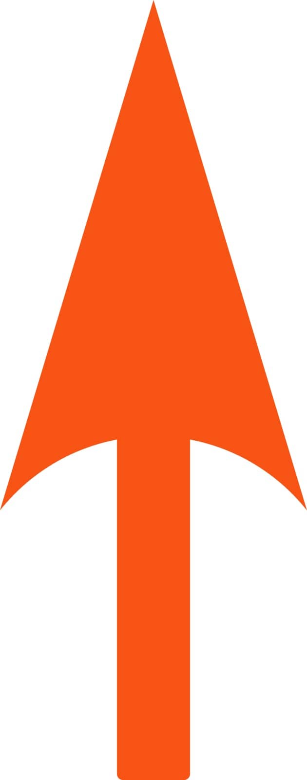 Arrow Axis Y icon from Primitive Set. This isolated flat symbol is drawn with orange color on a white background, angles are rounded.