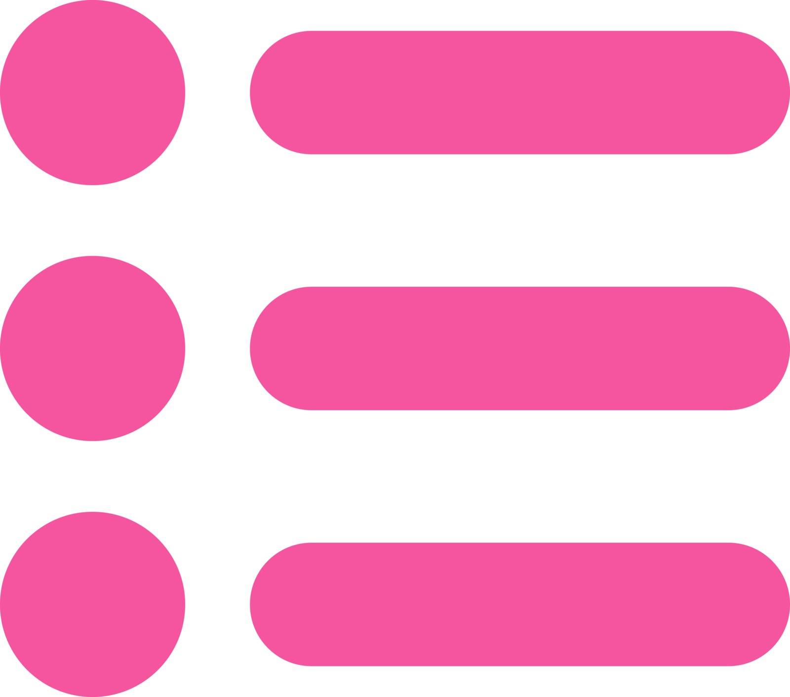 Items icon from Primitive Set. This isolated flat symbol is drawn with pink color on a white background, angles are rounded.