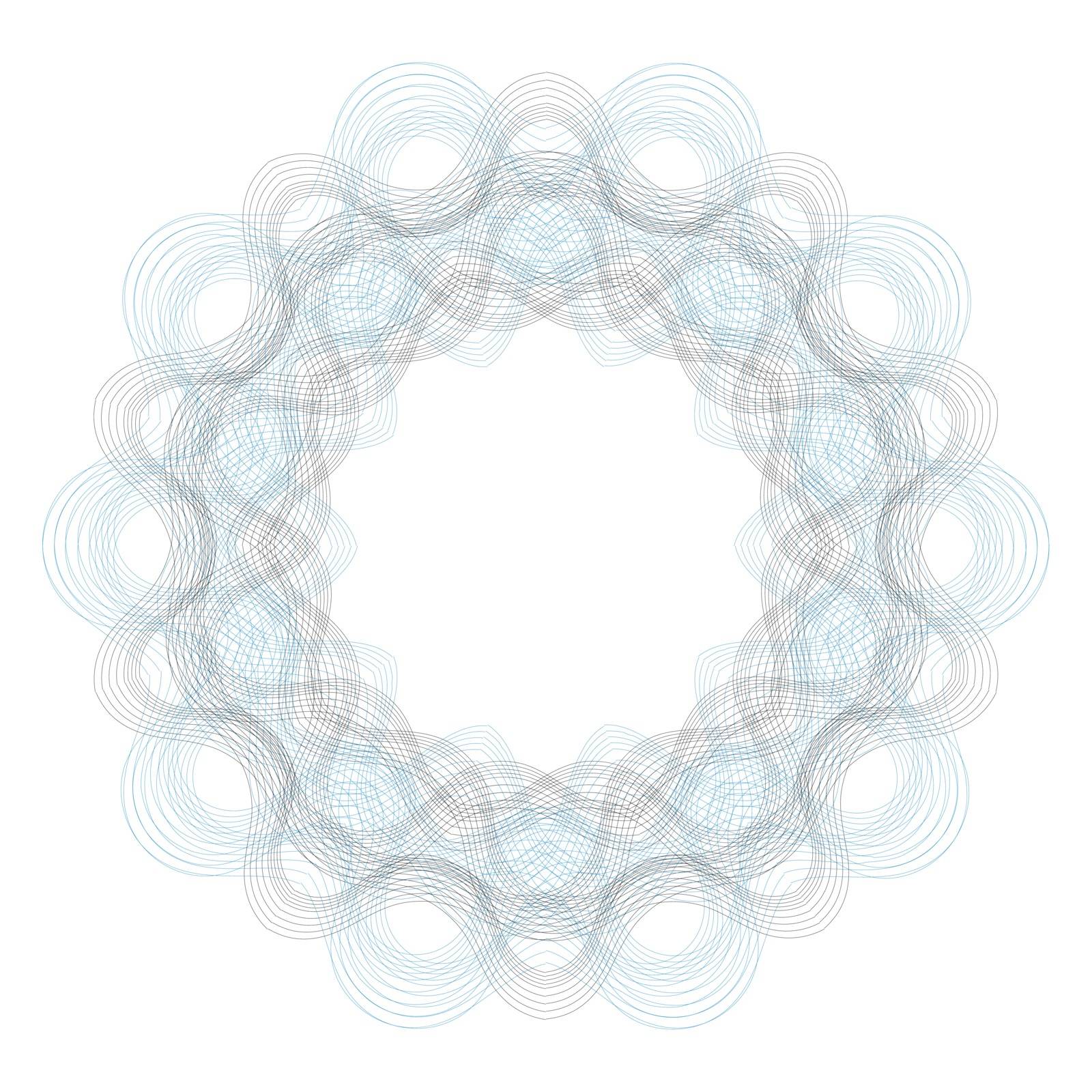 Decorative Circle Wave Frame Isolated on White Background