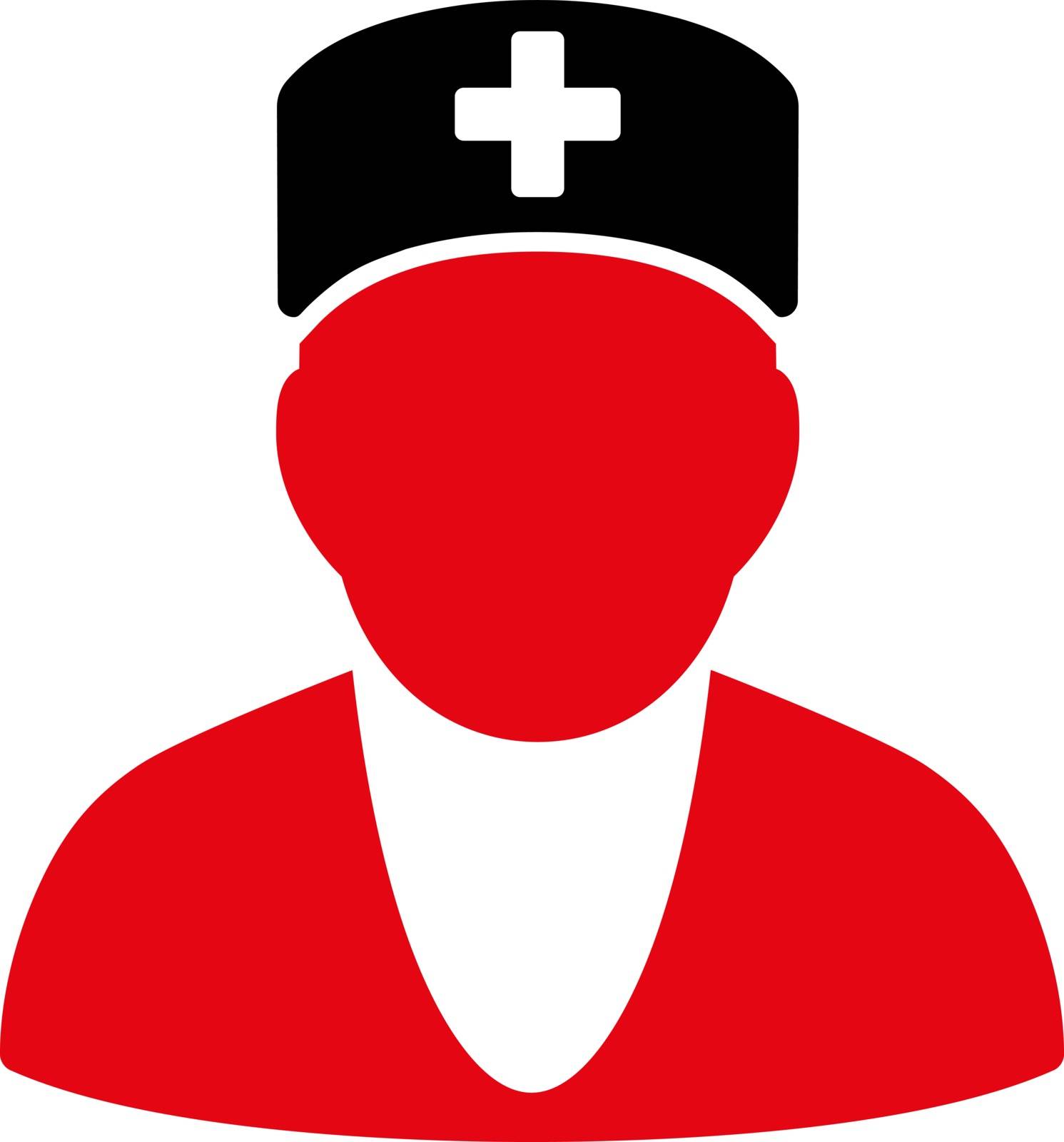 Medic vector icon. Style is bicolor flat symbol, intensive red and black colors, rounded angles, white background.