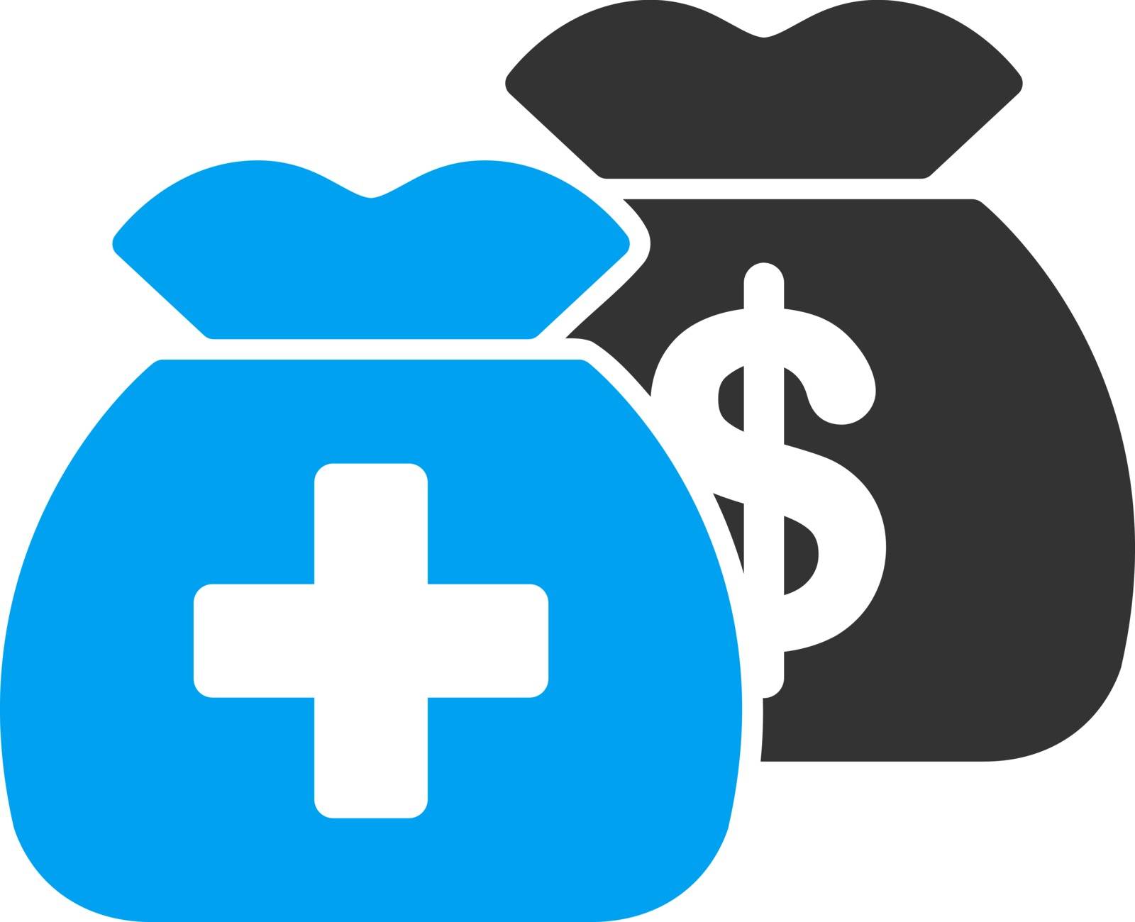 Health Care Funds vector icon. Style is bicolor flat symbol, blue and gray colors, rounded angles, white background.