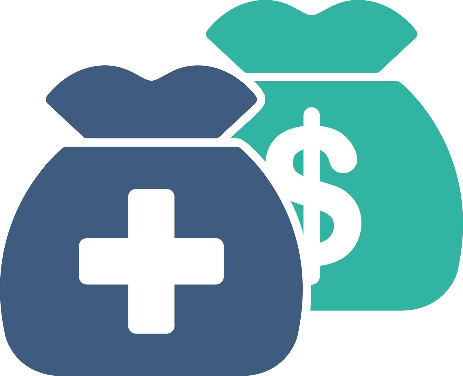 Health Care Funds vector icon. Style is bicolor flat symbol, cobalt and cyan colors, rounded angles, white background.