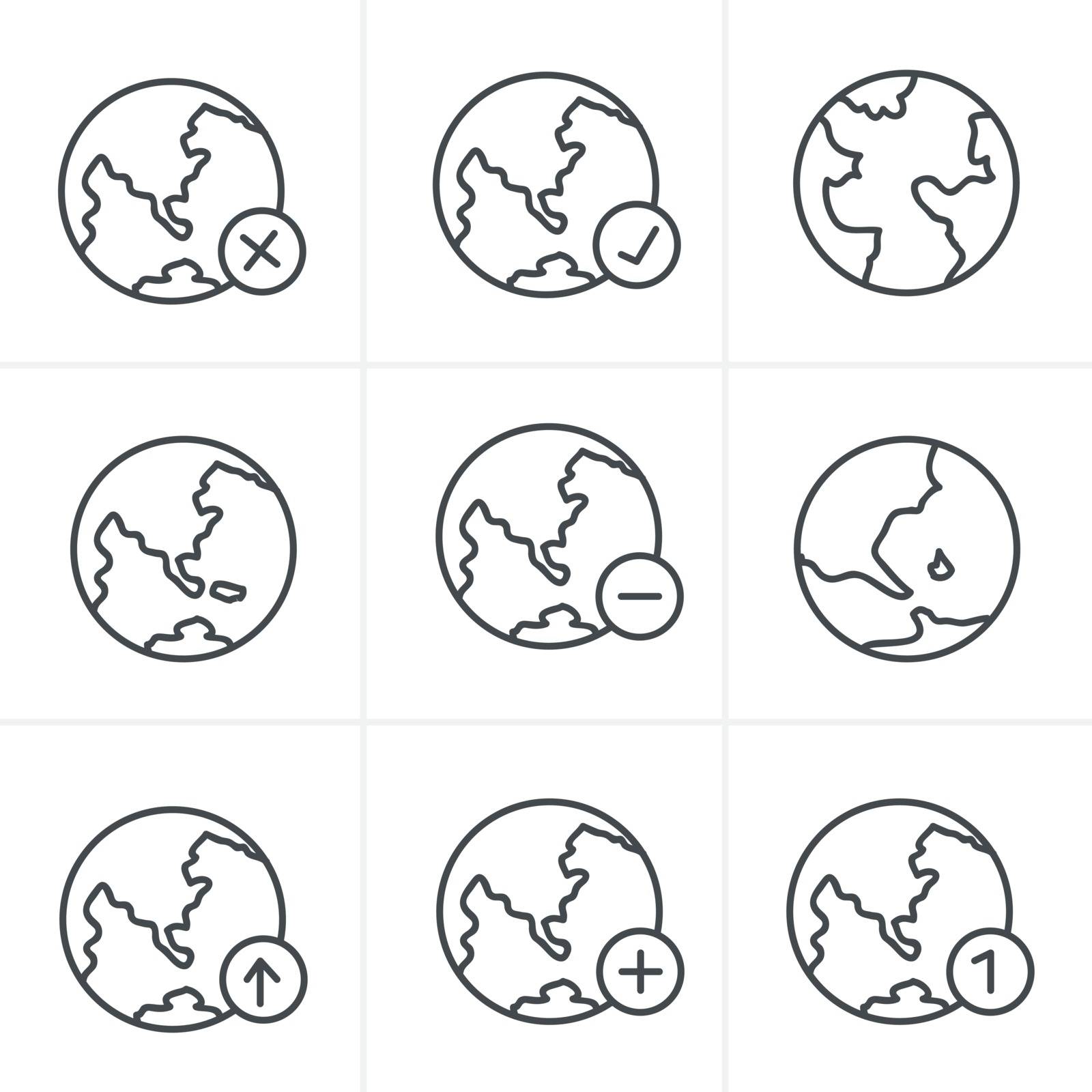 Line Icons Style Earth vector icons set by iconmama