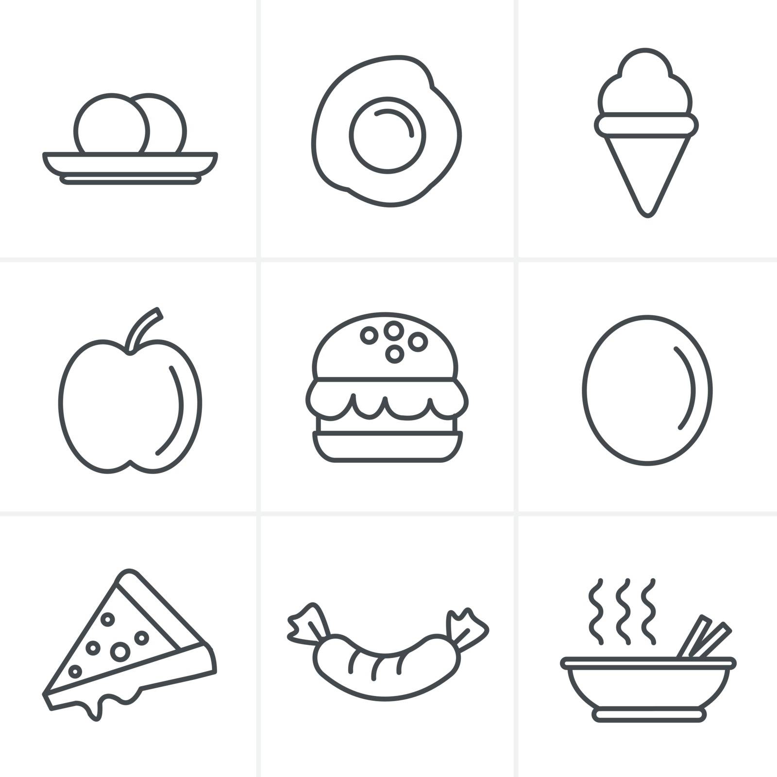 Line Icons Style food icons