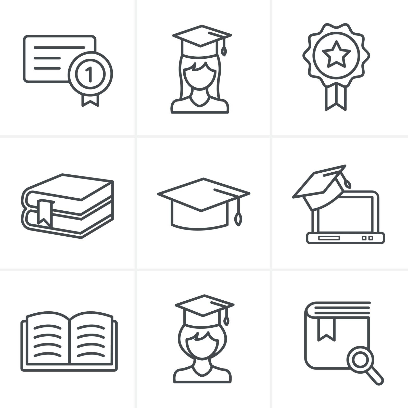 Line Icons Style Education icons set. by iconmama